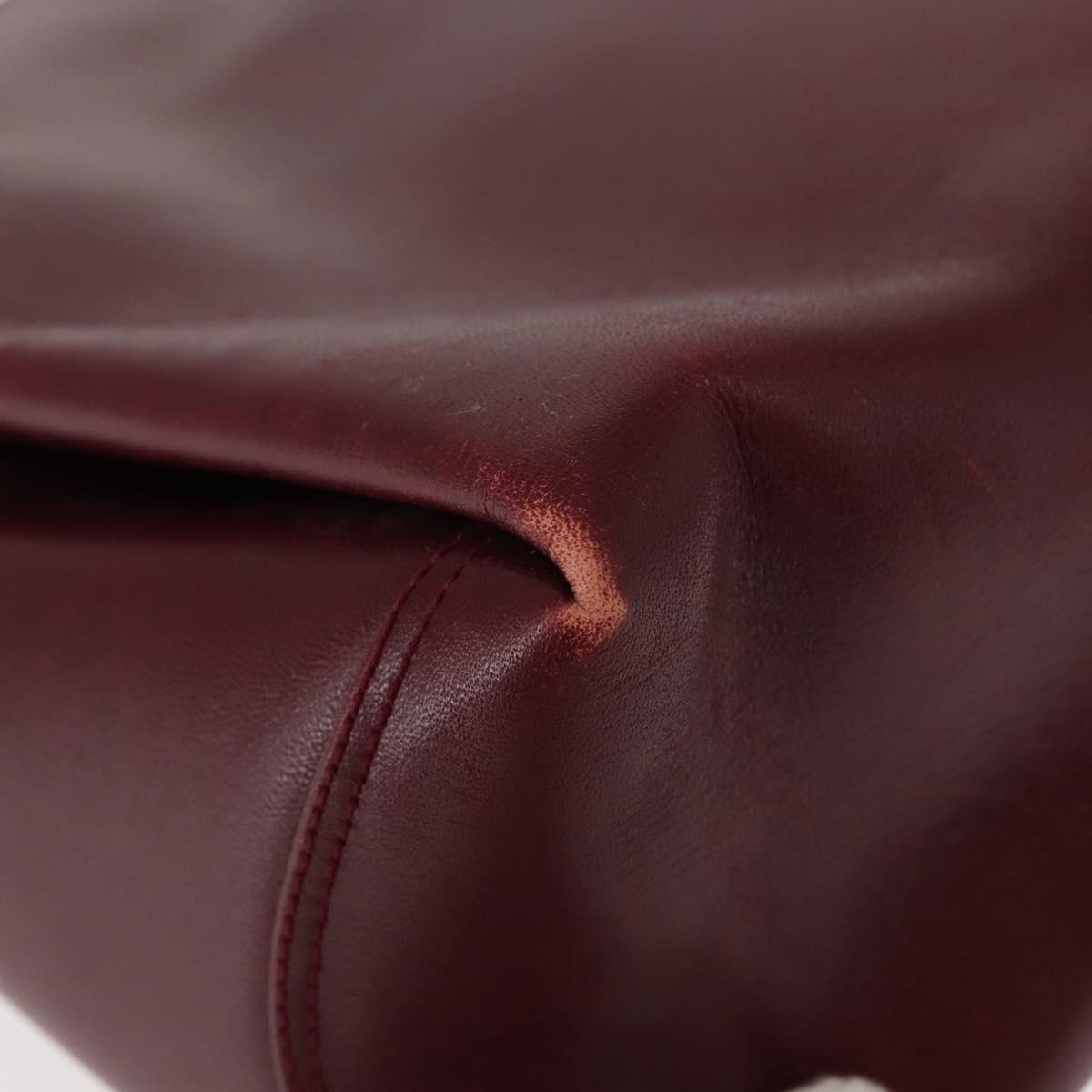 GUCCI Hand Bag Leather Red Gold Auth BA7380