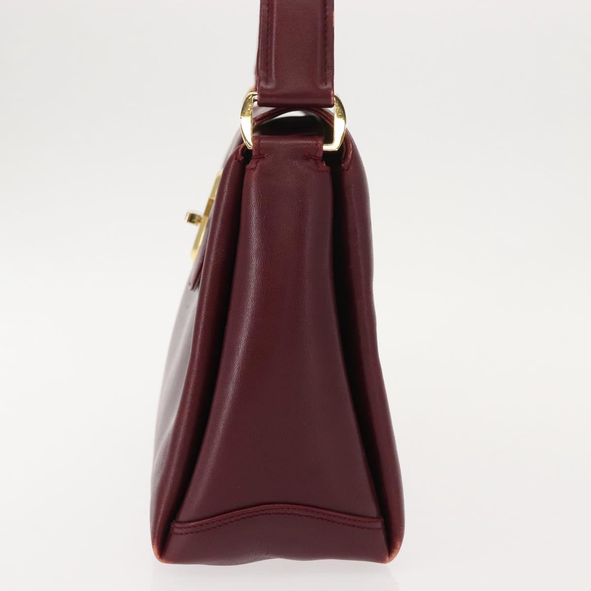 GUCCI Hand Bag Leather Red Gold Auth BA7380