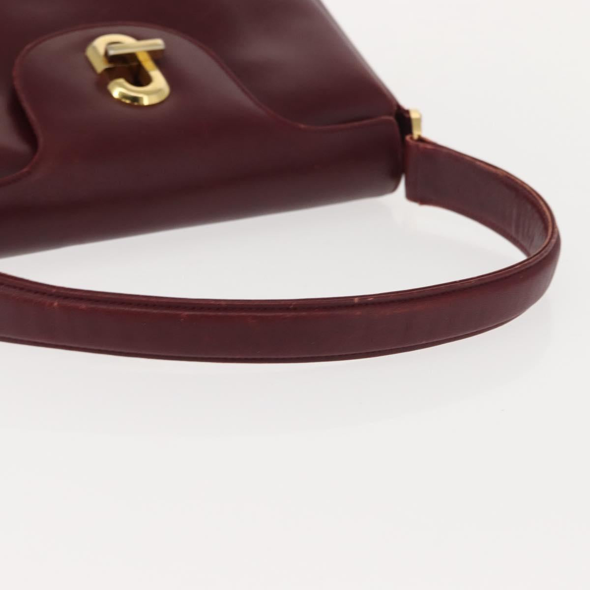 GUCCI Hand Bag Leather Red Gold Auth BA7380