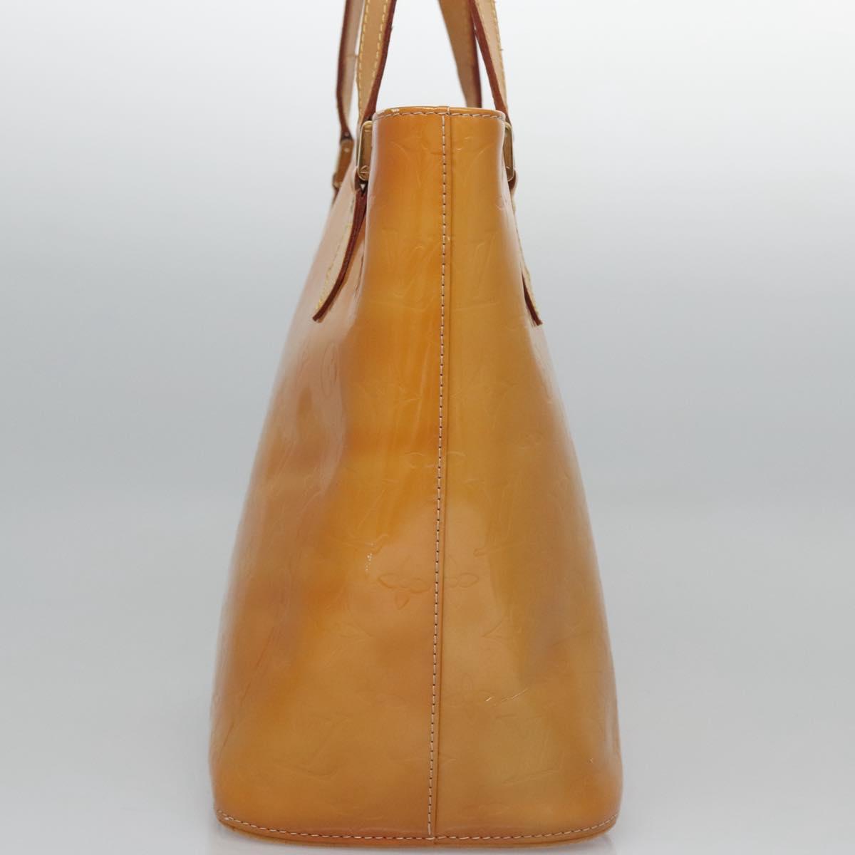 LOUIS VUITTON Monogram Vernis Houston Hand Bag Beige M91004 LV Auth BA742