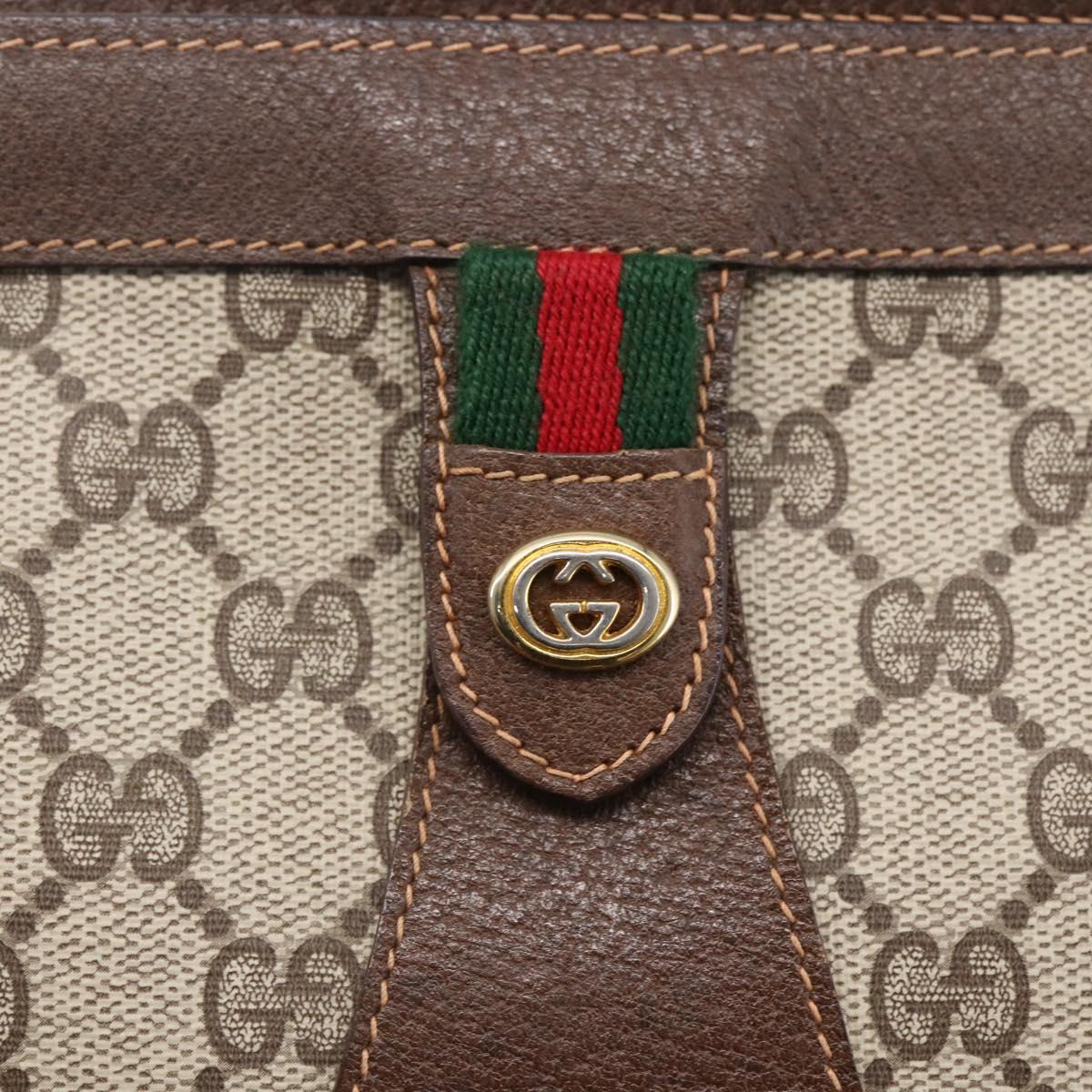 GUCCI GG Supreme Web Sherry Line Clutch Bag PVC Beige Gold 89 01 033 Auth BA7453
