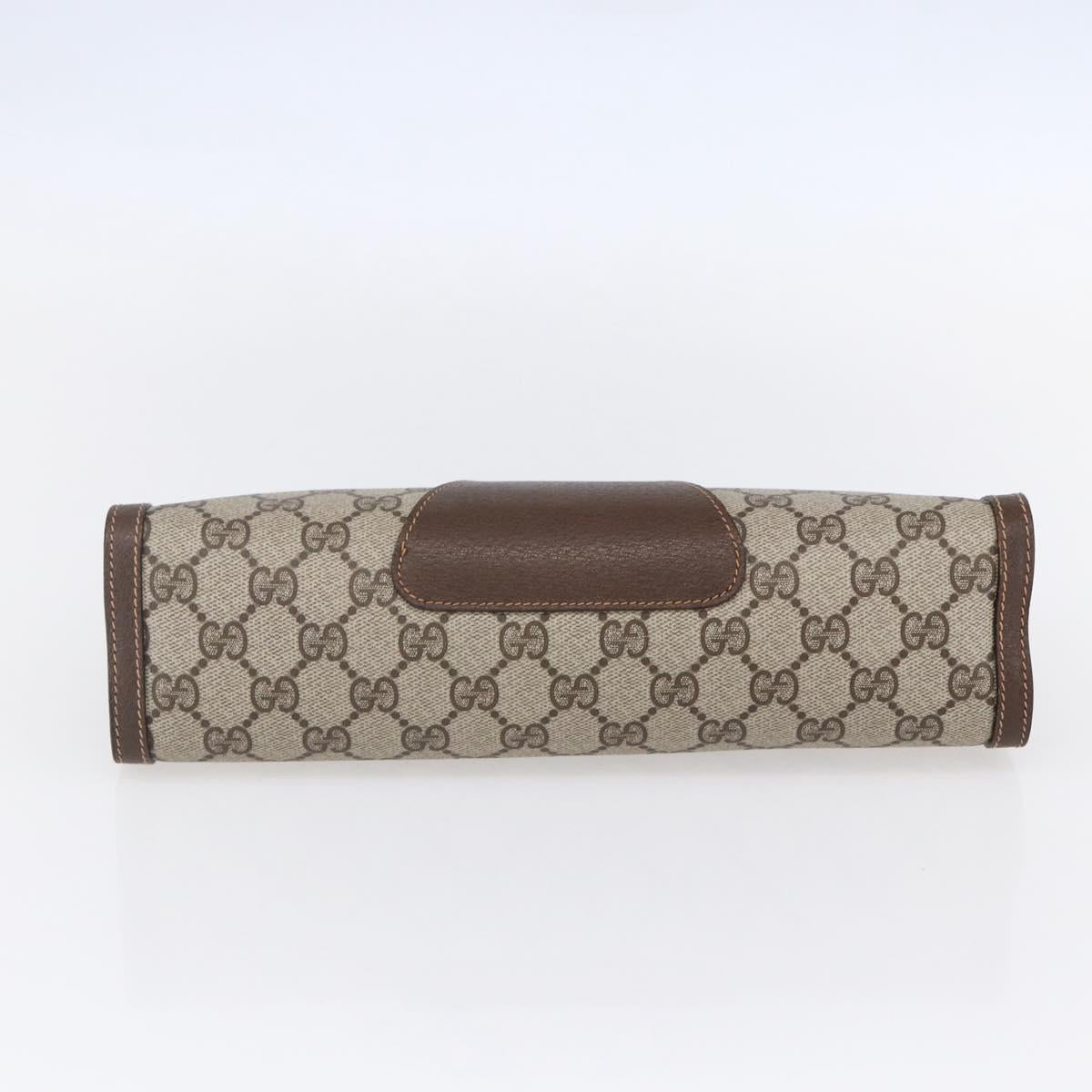 GUCCI GG Supreme Web Sherry Line Clutch Bag PVC Beige Gold 89 01 033 Auth BA7453