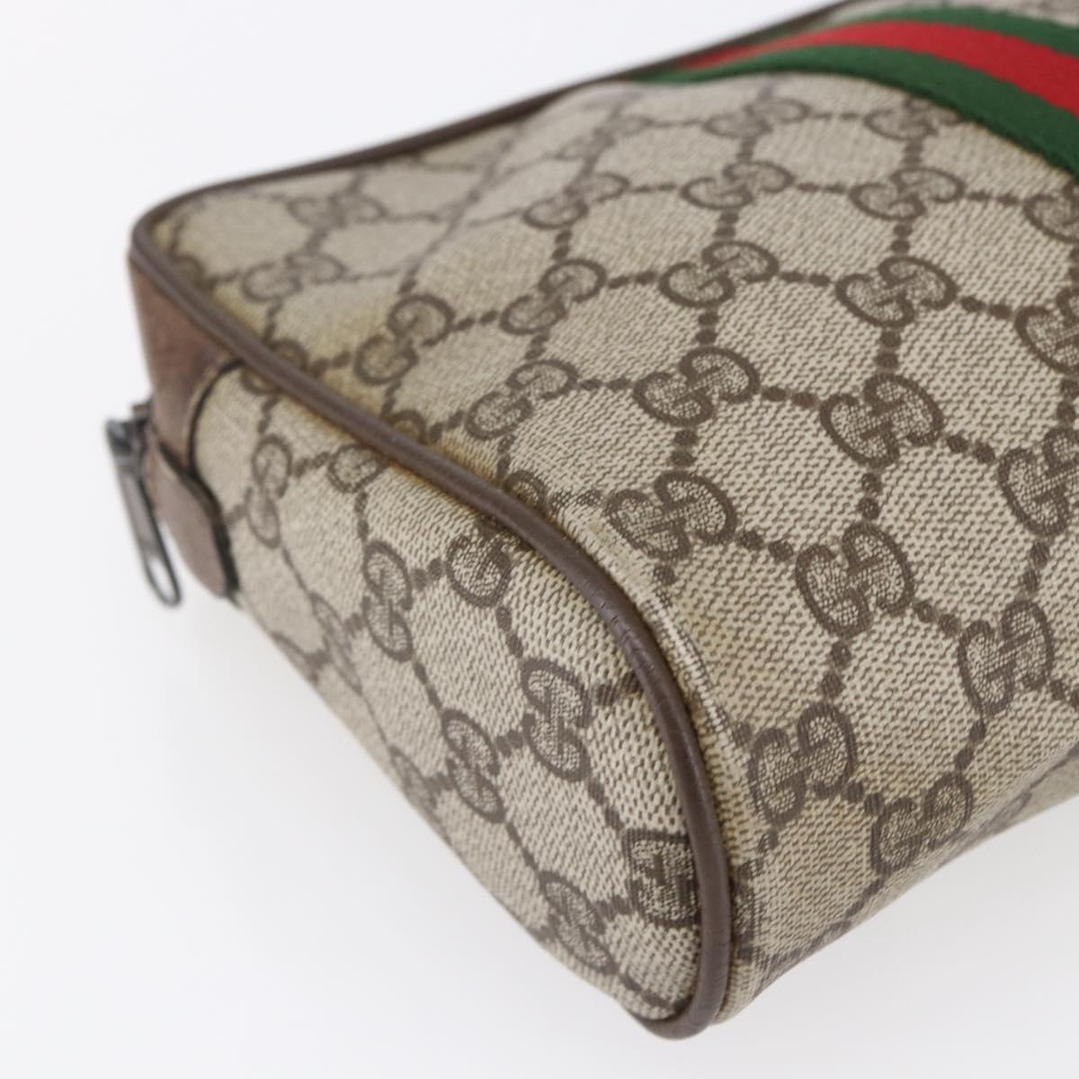 GUCCI GG Supreme Web Sherry Line Clutch Bag PVC Beige 75 01 012 Auth BA7457