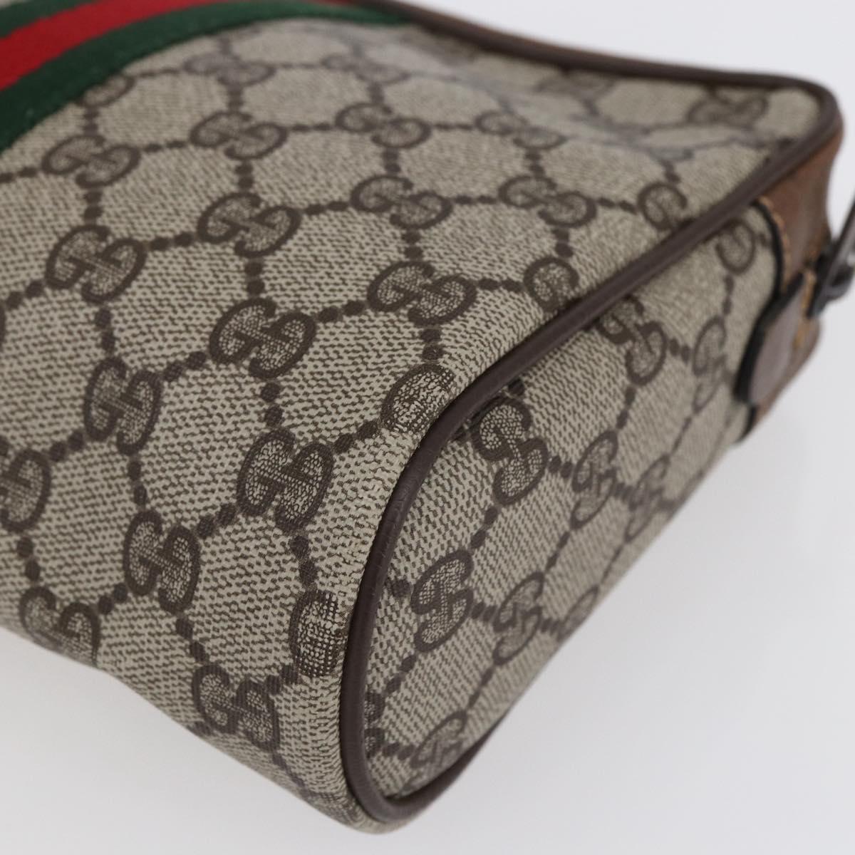 GUCCI GG Supreme Web Sherry Line Bag PVC Beige Red 32 014 3553 Auth BA7458