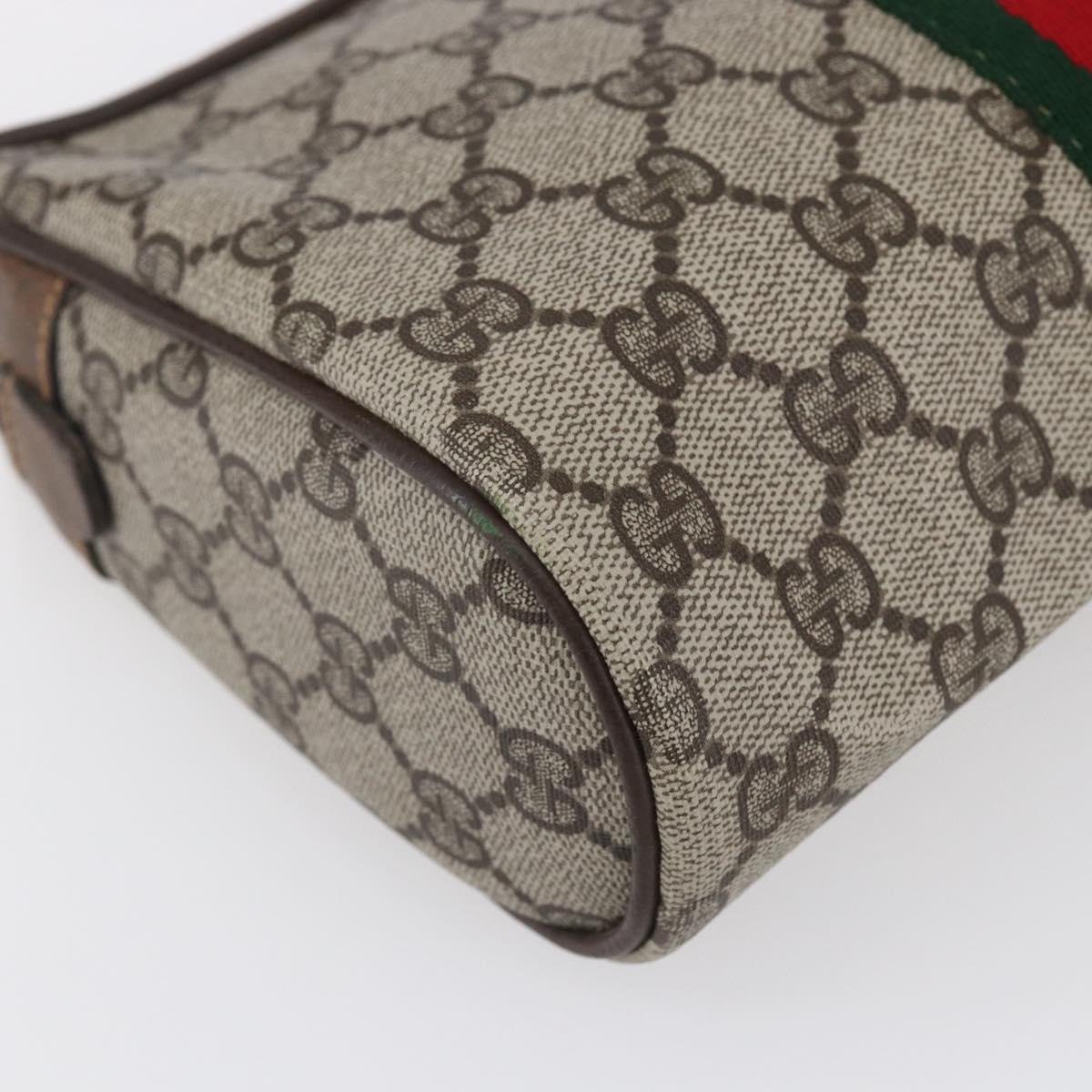 GUCCI GG Supreme Web Sherry Line Bag PVC Beige Red 32 014 3553 Auth BA7458