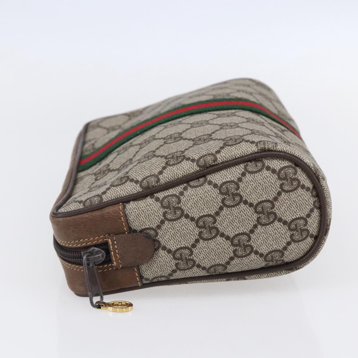 GUCCI GG Supreme Web Sherry Line Bag PVC Beige Red 32 014 3553 Auth BA7458