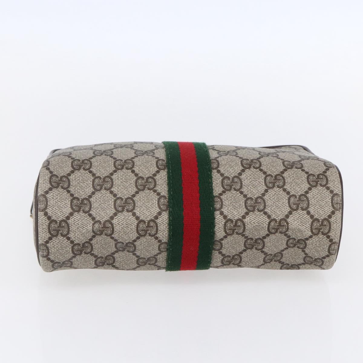 GUCCI GG Supreme Web Sherry Line Bag PVC Beige Red 32 014 3553 Auth BA7458