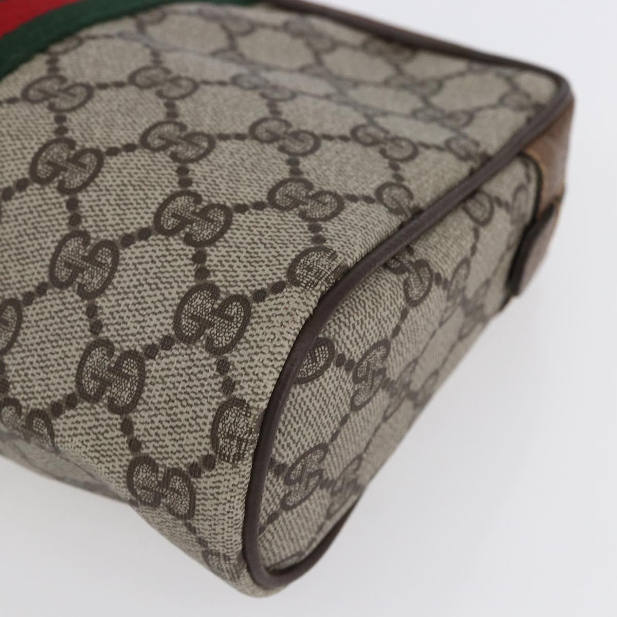 GUCCI GG Supreme Web Sherry Line Bag PVC Beige Red 32 014 3553 Auth BA7458