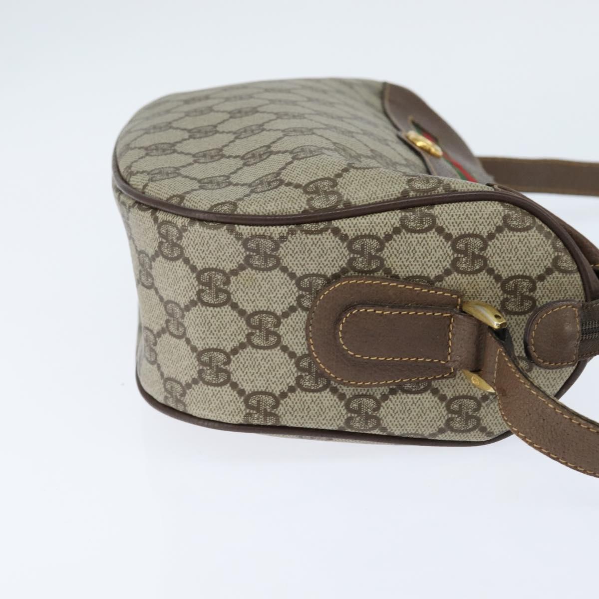 GUCCI GG Supreme Web Sherry Line Bag PVC Beige Gold 001 58 0918 Auth BA7459