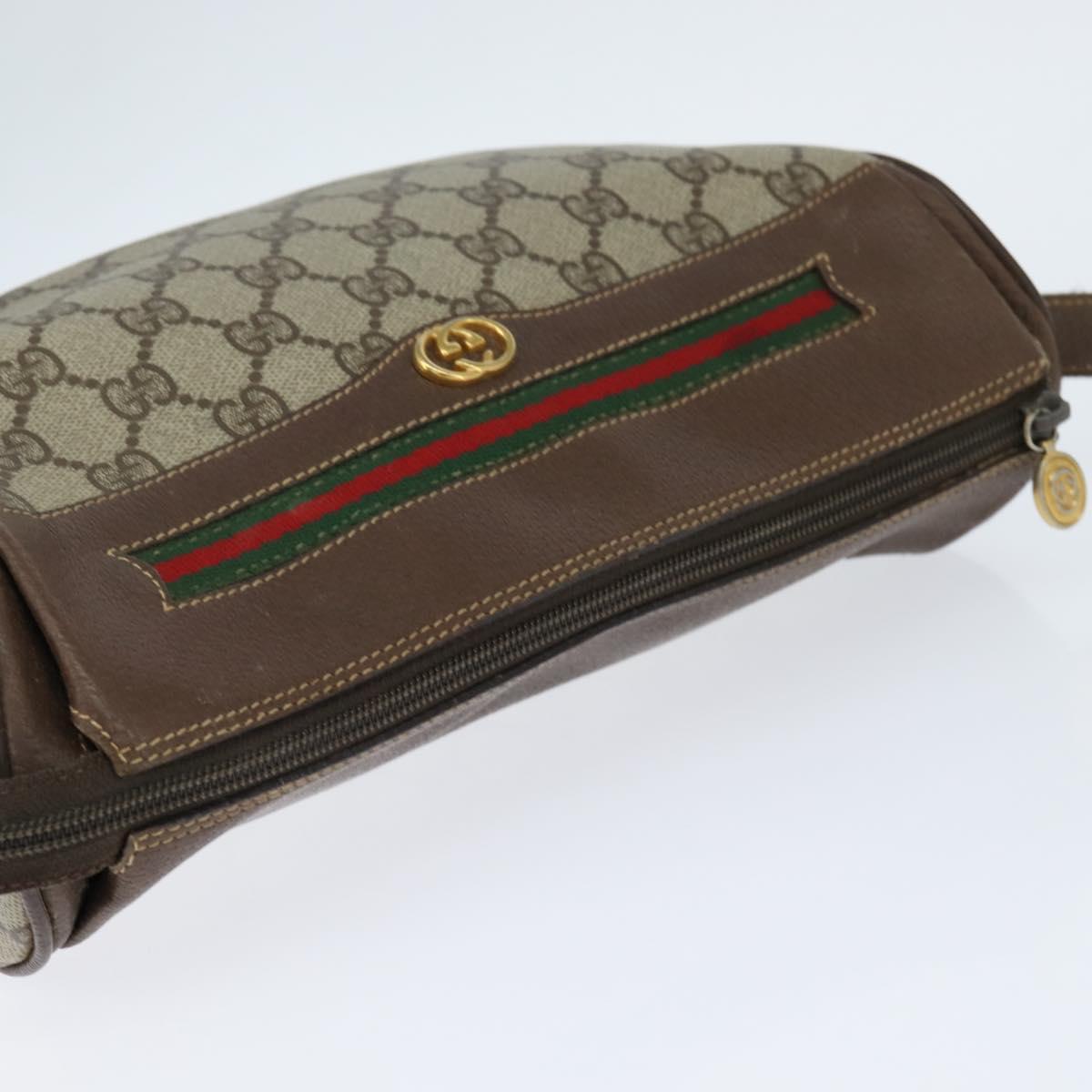 GUCCI GG Supreme Web Sherry Line Bag PVC Beige Gold 001 58 0918 Auth BA7459