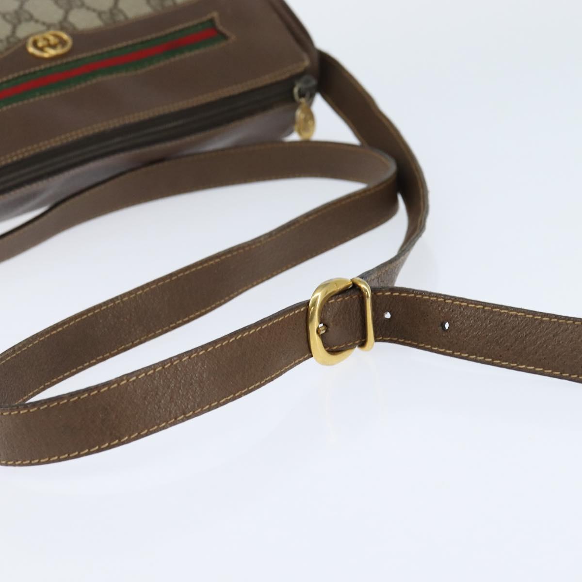 GUCCI GG Supreme Web Sherry Line Bag PVC Beige Gold 001 58 0918 Auth BA7459