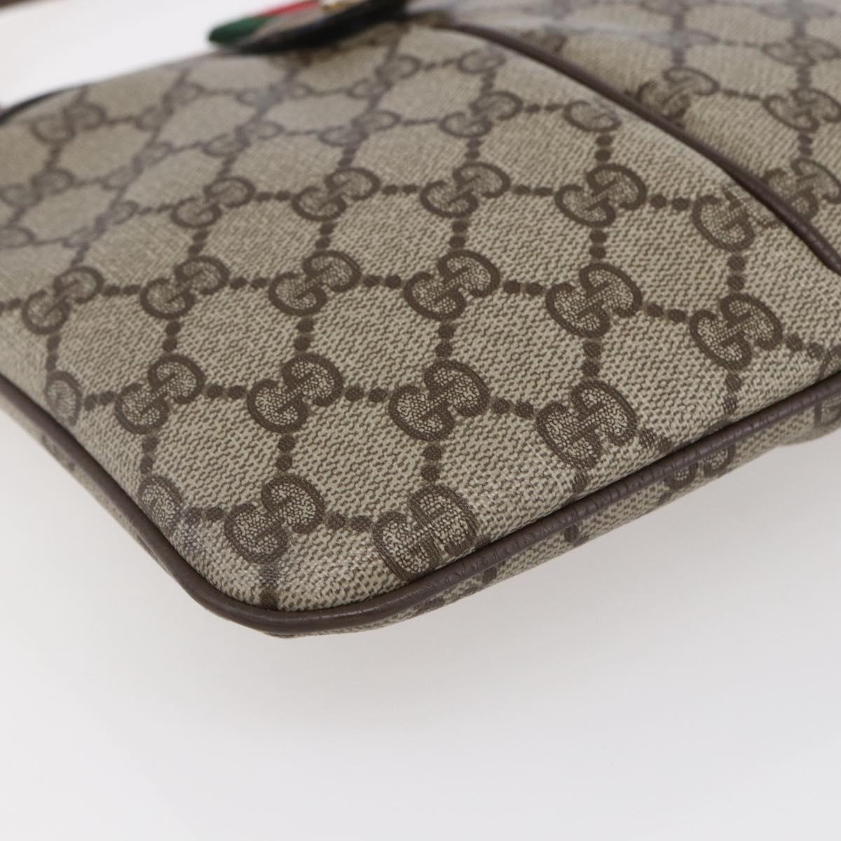 GUCCI GG Supreme Web Sherry Line Bag PVC Beige Gold 904 02 047 Auth BA7462