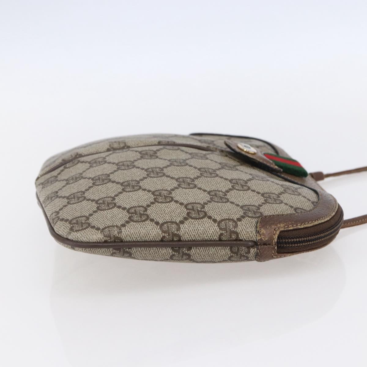 GUCCI GG Supreme Web Sherry Line Bag PVC Beige Gold 904 02 047 Auth BA7462
