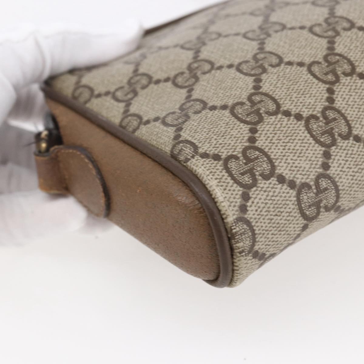 GUCCI GG Supreme Web Sherry Line Bag PVC Beige Gold 116 02 089 Auth BA7464