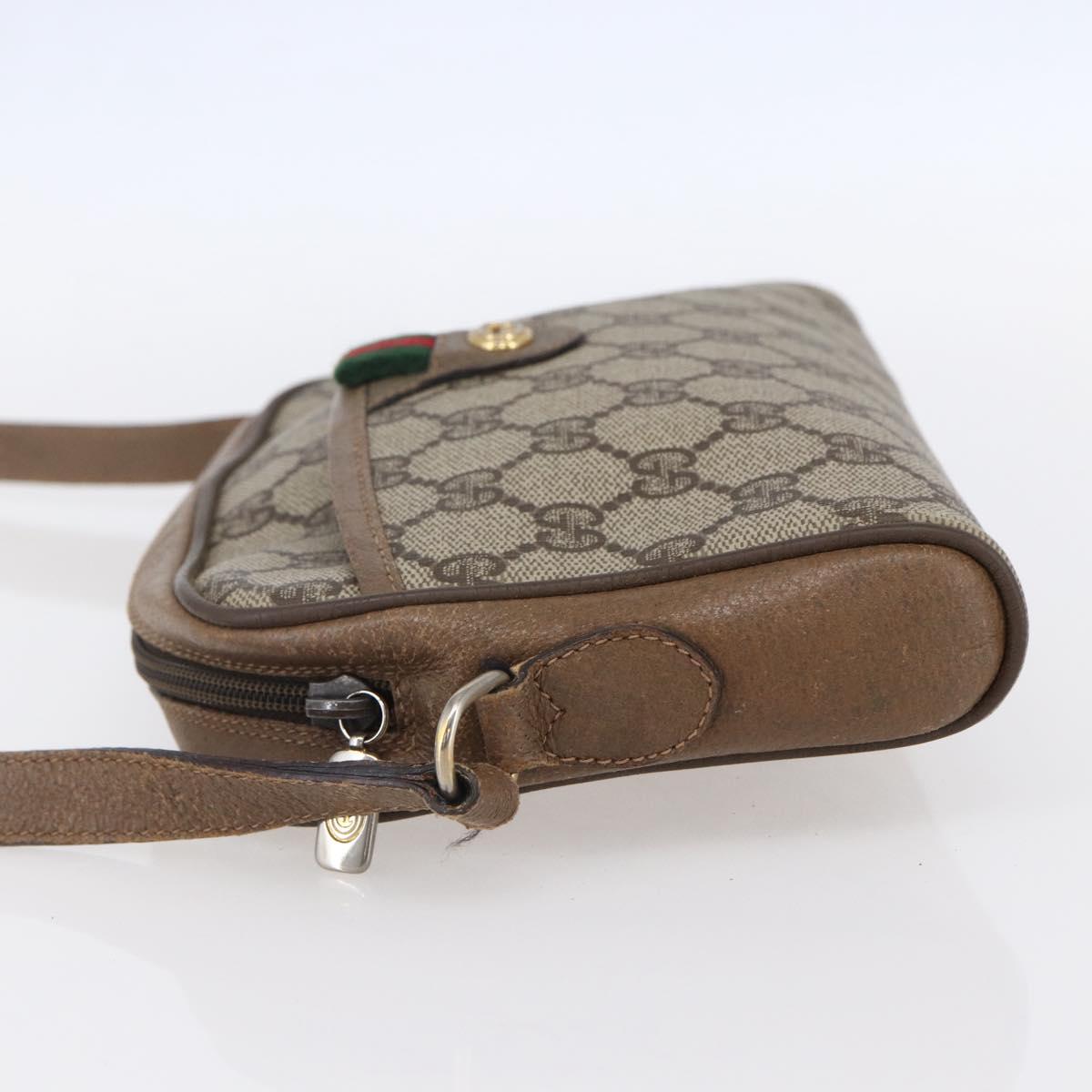 GUCCI GG Supreme Web Sherry Line Bag PVC Beige Gold 116 02 089 Auth BA7464