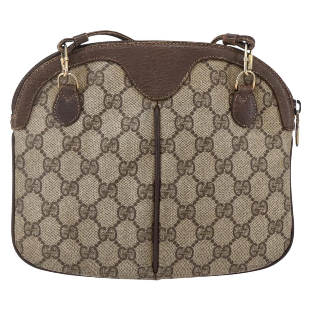 GUCCI GG Supreme Web Sherry Line Bag PVC Beige Gold 904 02 047 Auth BA7465