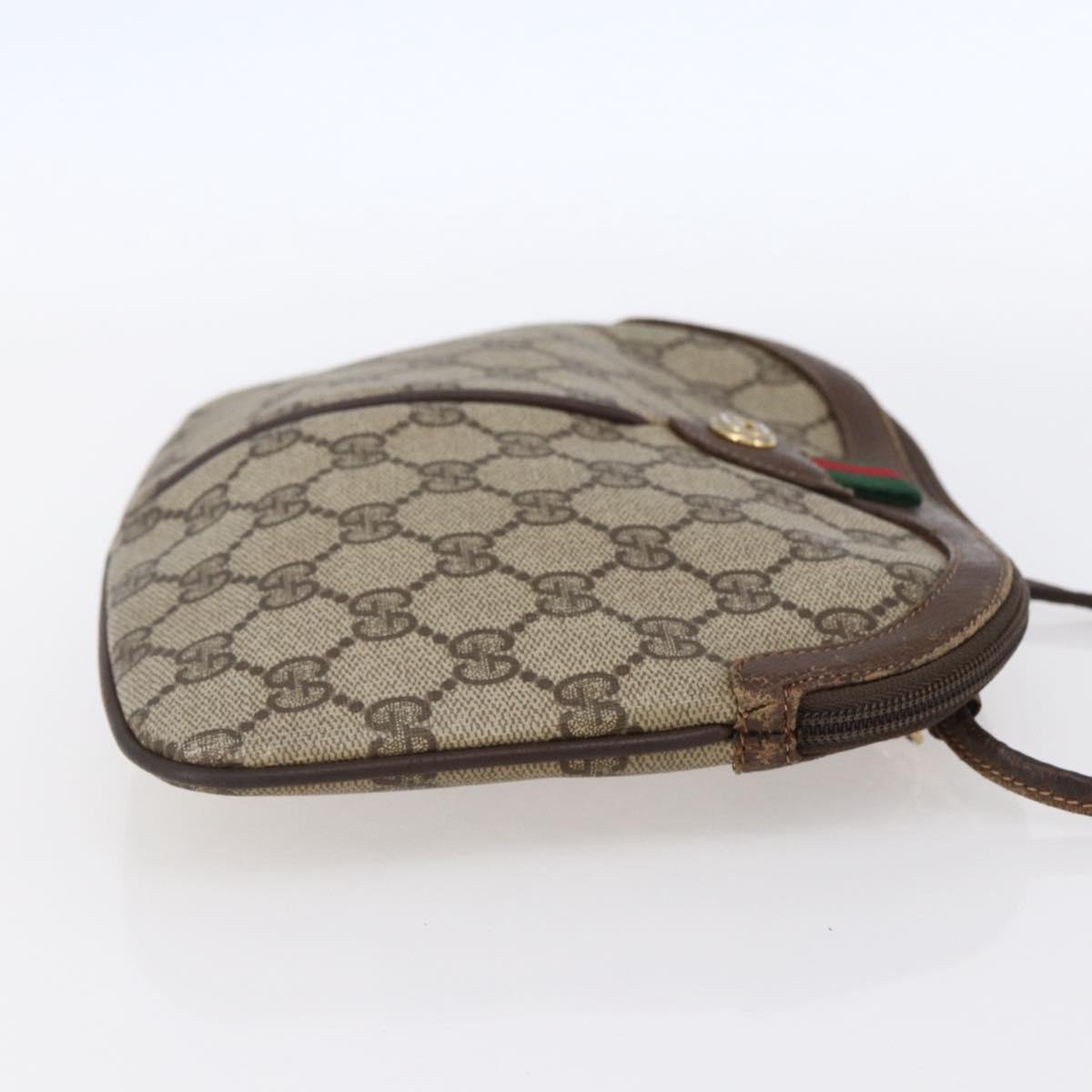 GUCCI GG Supreme Web Sherry Line Bag PVC Beige Gold 904 02 047 Auth BA7465