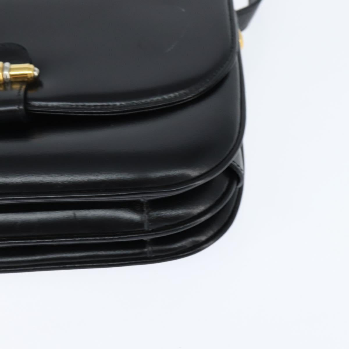 GUCCI Shoulder Bag Leather Black Gold 001 406 0621 Auth BA7466