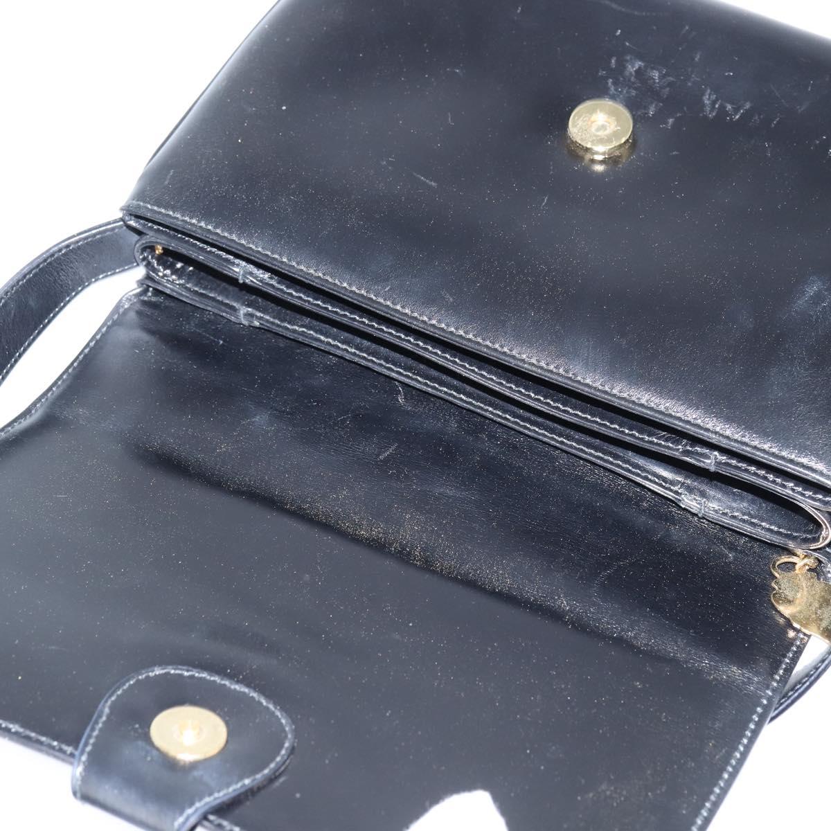 GUCCI Shoulder Bag Leather Black Gold 001 406 0621 Auth BA7466