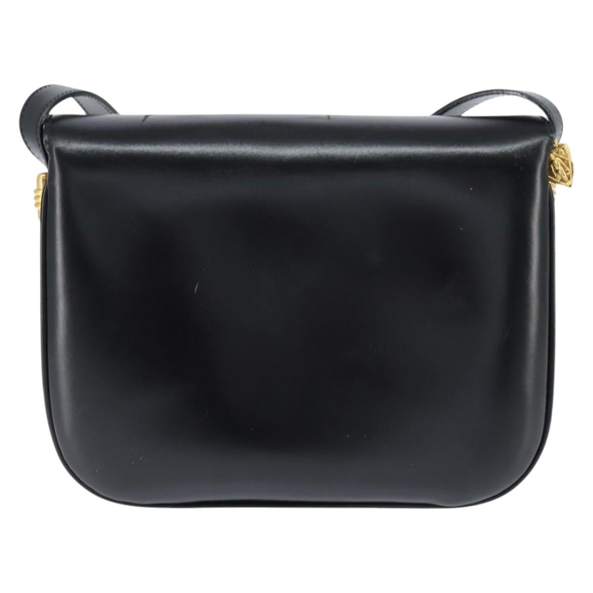 GUCCI Shoulder Bag Leather Black Gold 001 406 0621 Auth BA7466
