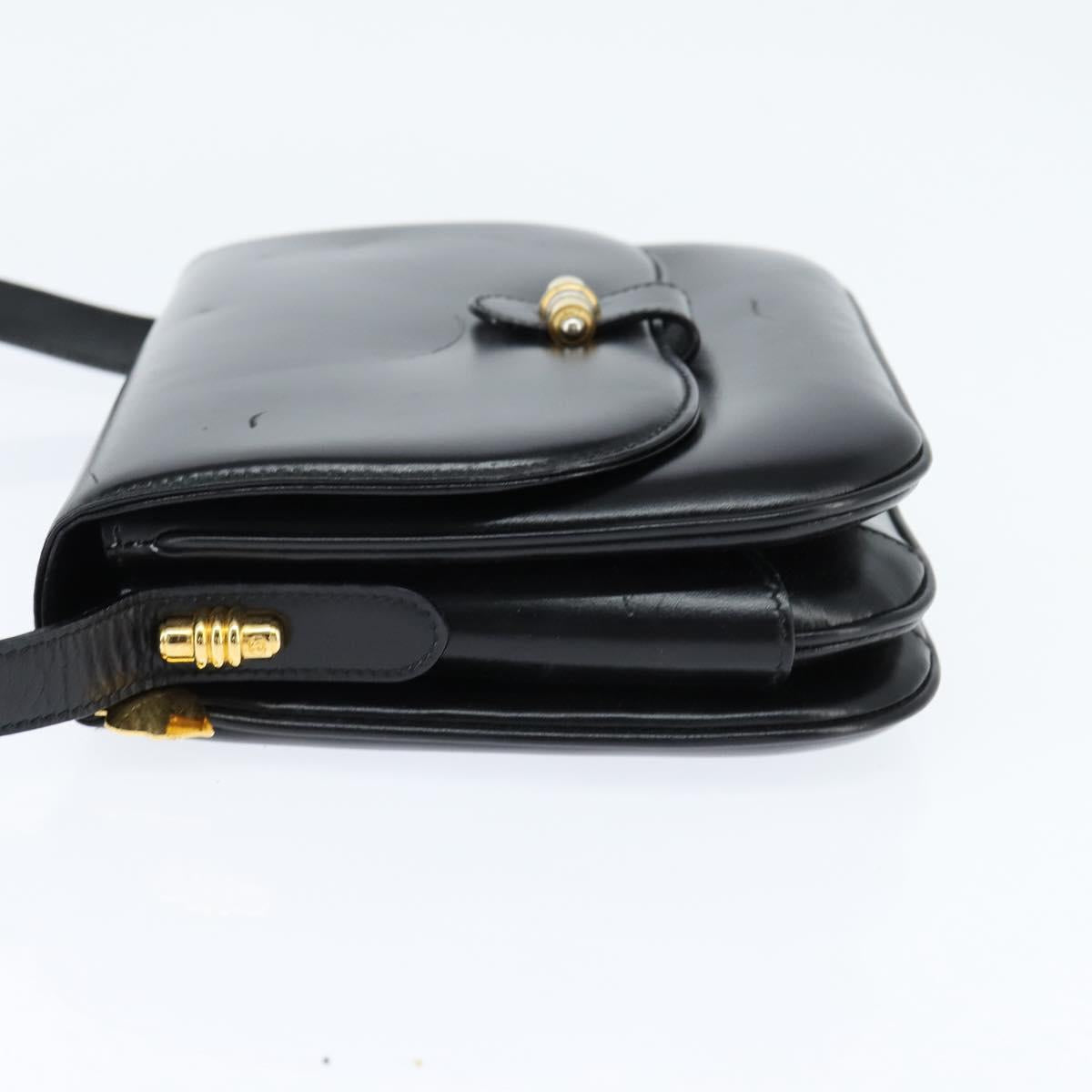 GUCCI Shoulder Bag Leather Black Gold 001 406 0621 Auth BA7466