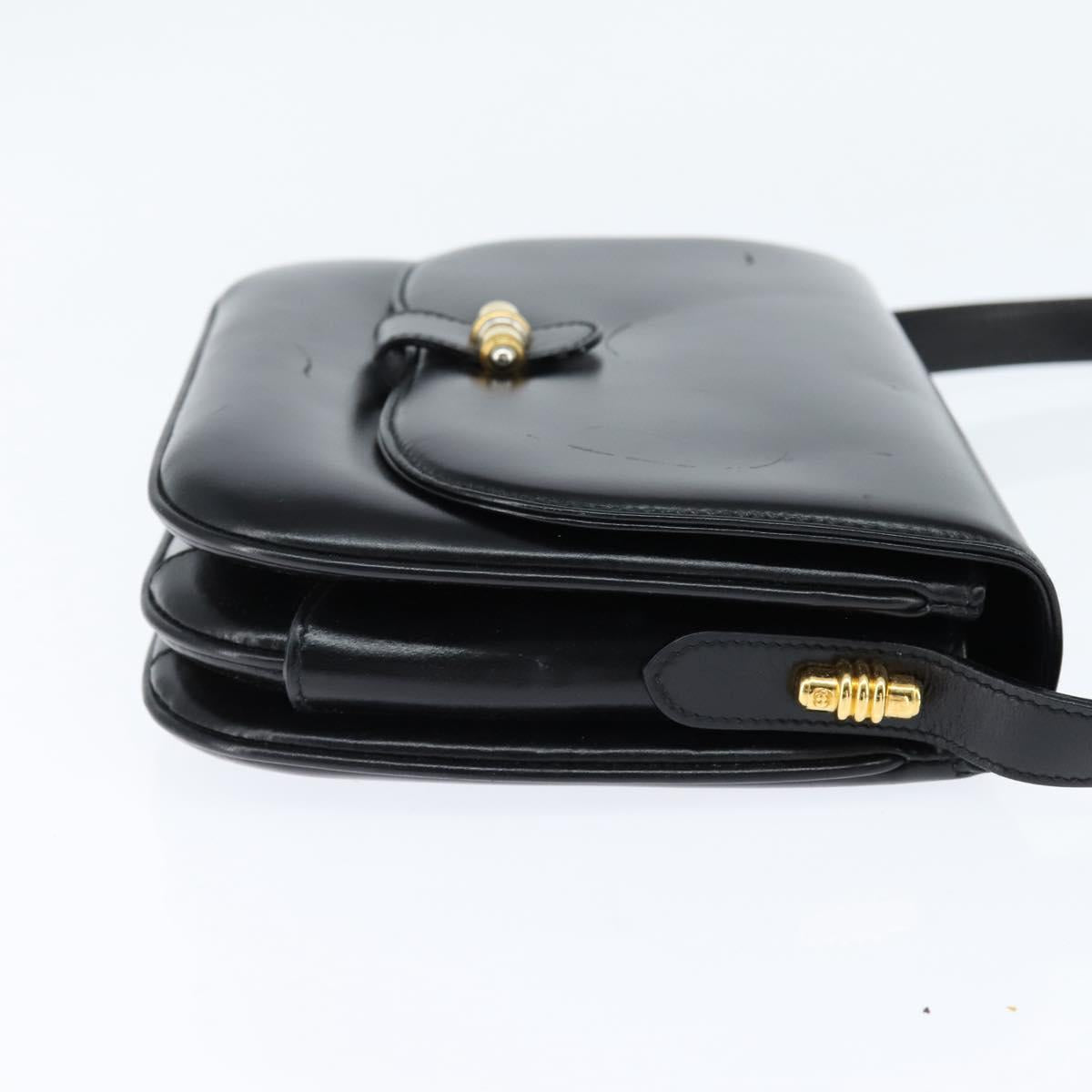 GUCCI Shoulder Bag Leather Black Gold 001 406 0621 Auth BA7466