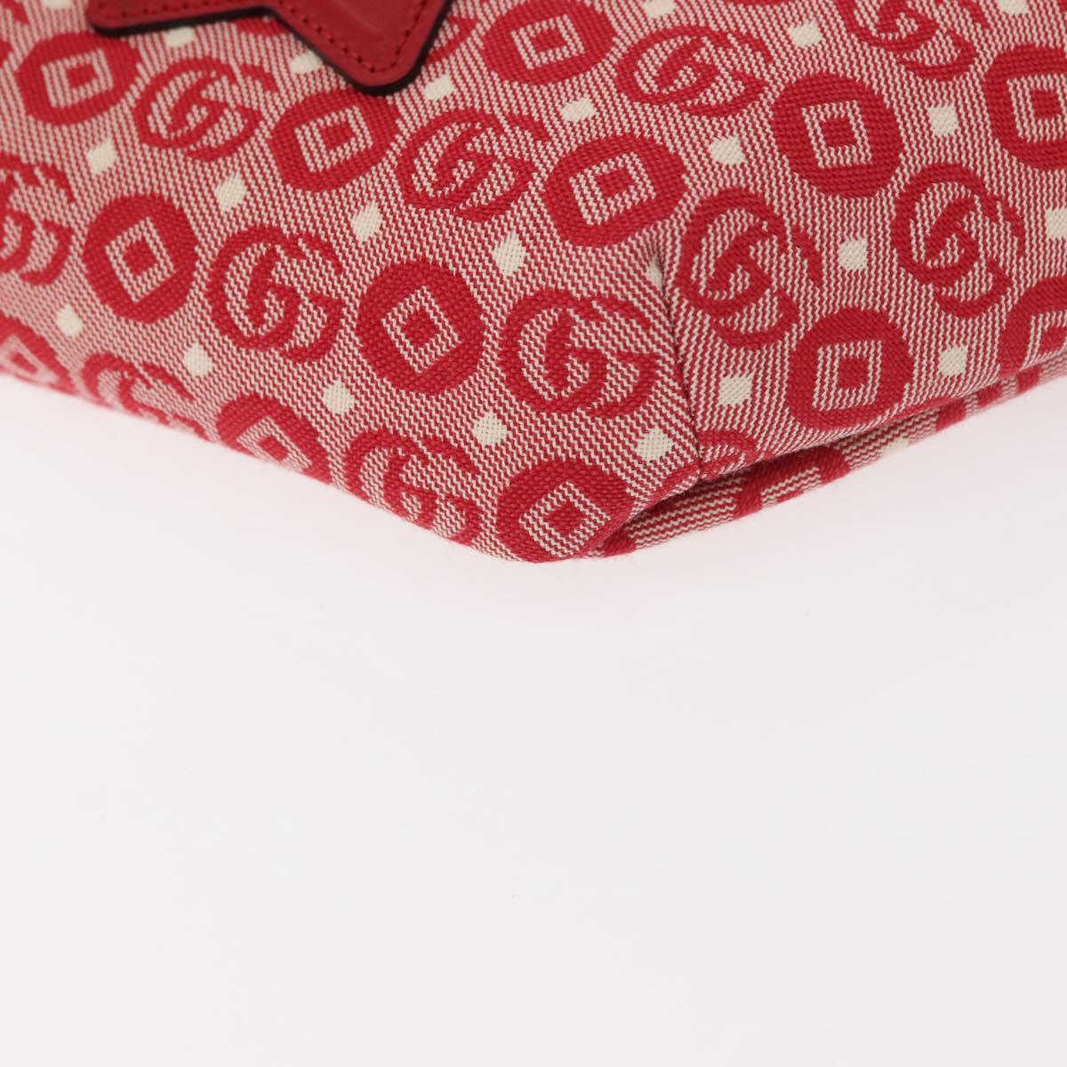 GUCCI Sherry Line Body Bag Canvas Leather Red Silver 502095 Auth BA7468
