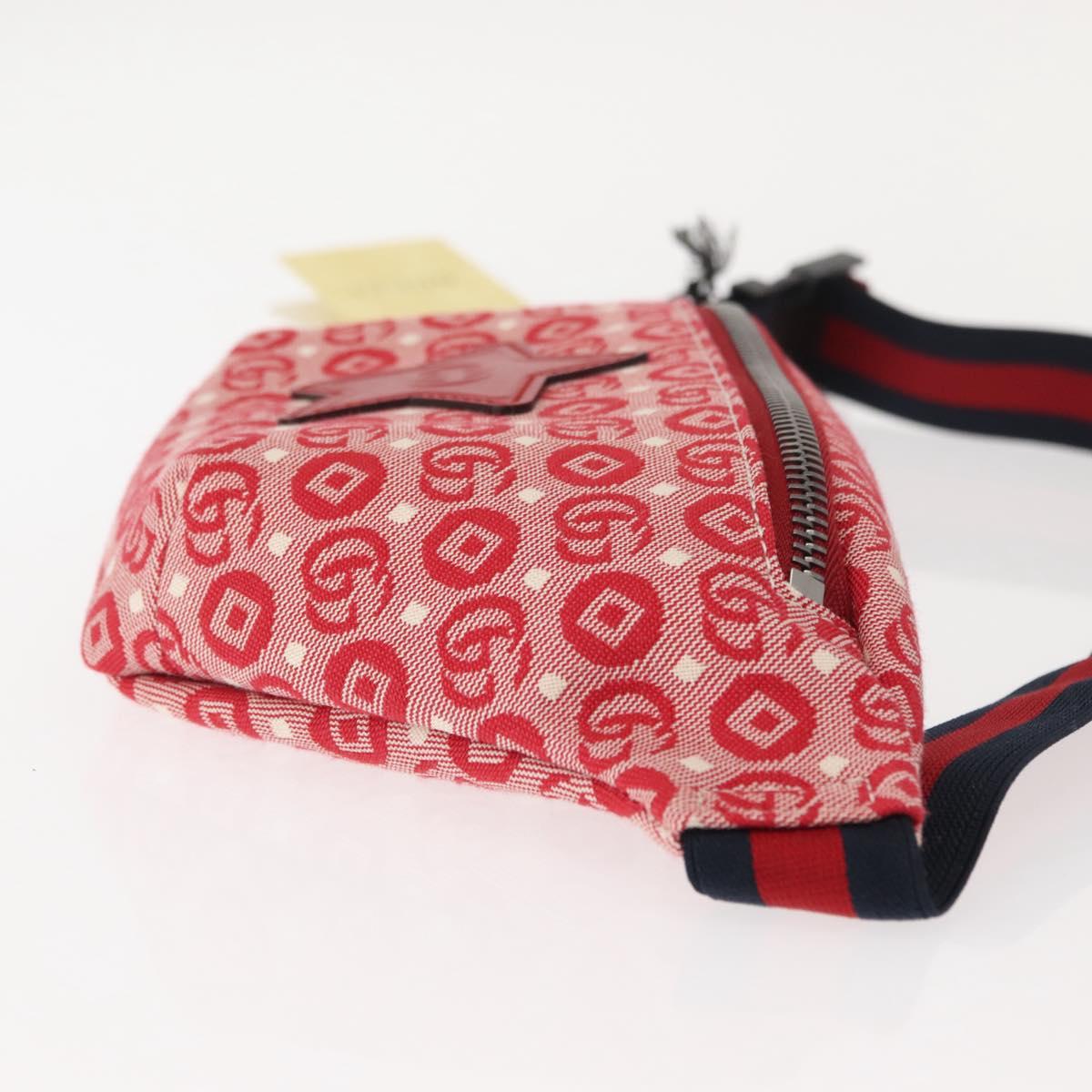 GUCCI Sherry Line Body Bag Canvas Leather Red Silver 502095 Auth BA7468