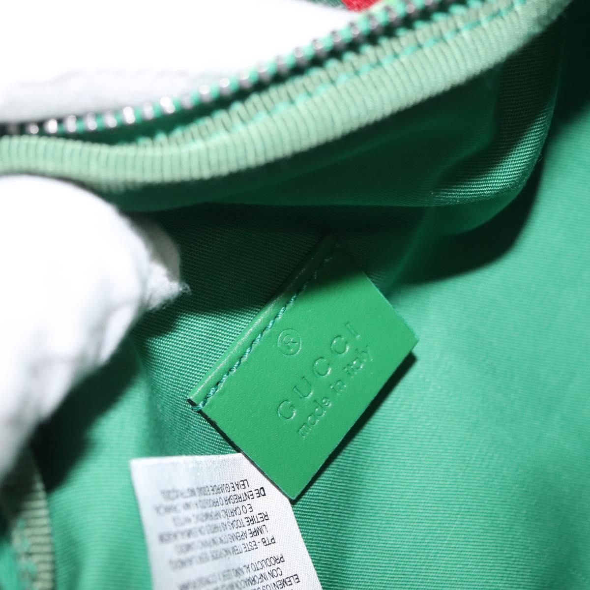 GUCCI Body Bag Canvas Leather Green Silver 502095 Auth BA7469