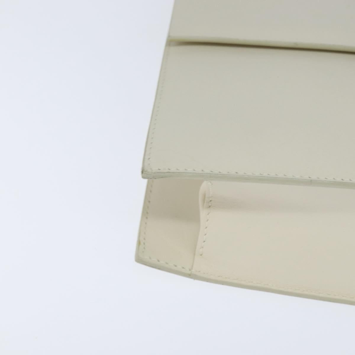 GUCCI Shoulder Bag Leather White Gold Auth BA7470