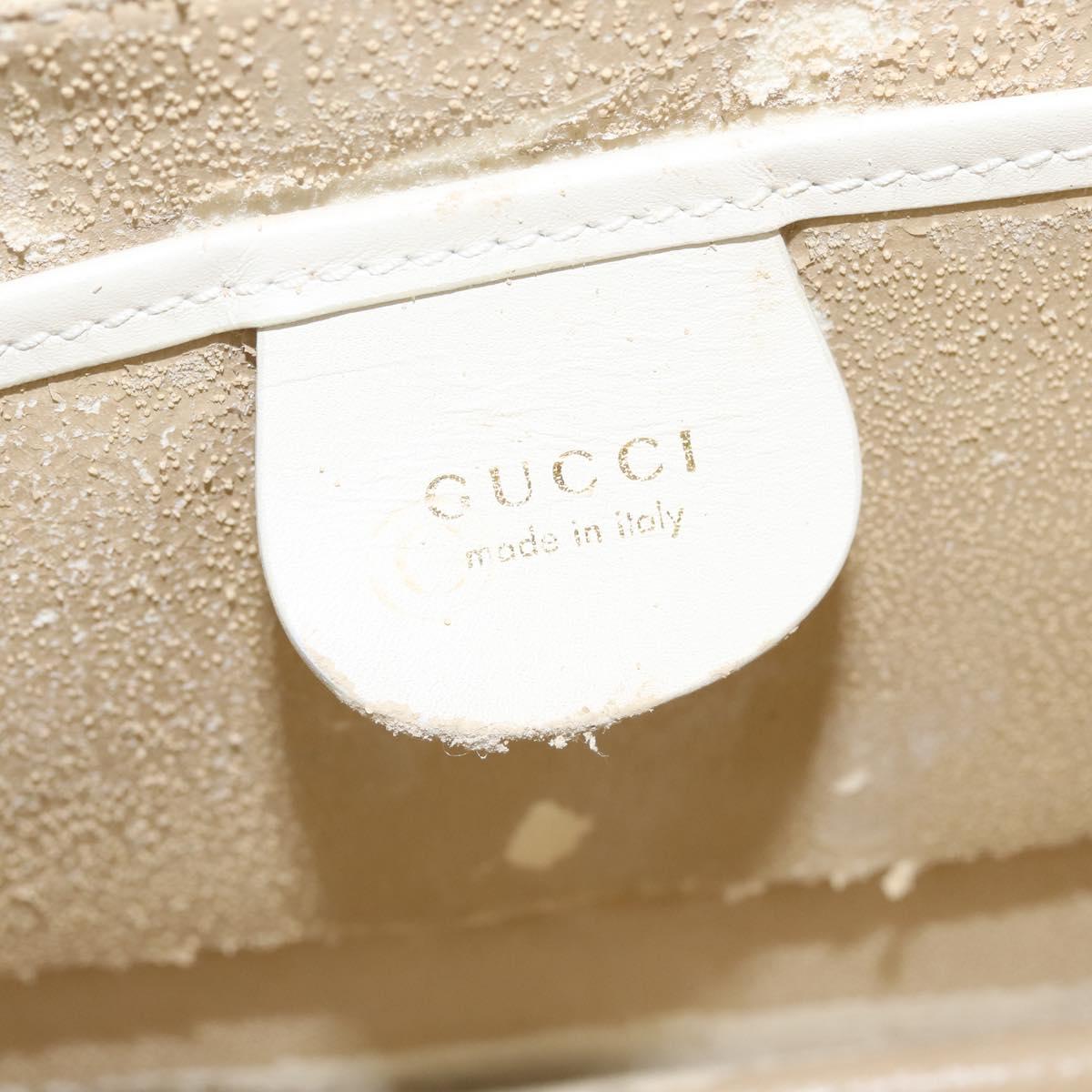 GUCCI Shoulder Bag Leather White Gold Auth BA7470