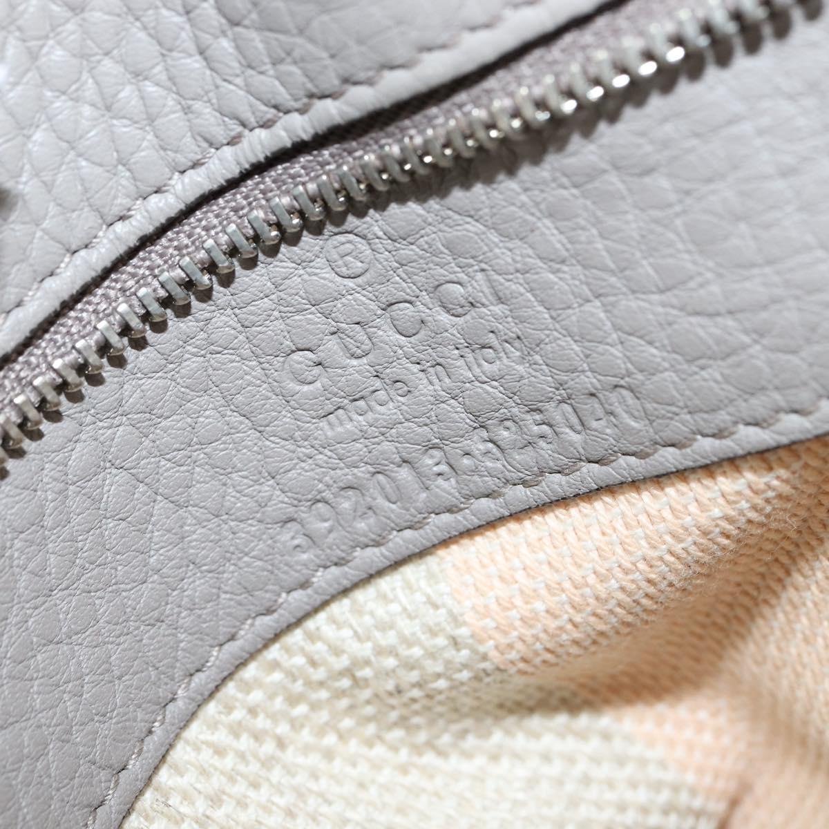 GUCCI Bamboo Hand Bag Leather 2way Gray Silver 392013 Auth BA7471