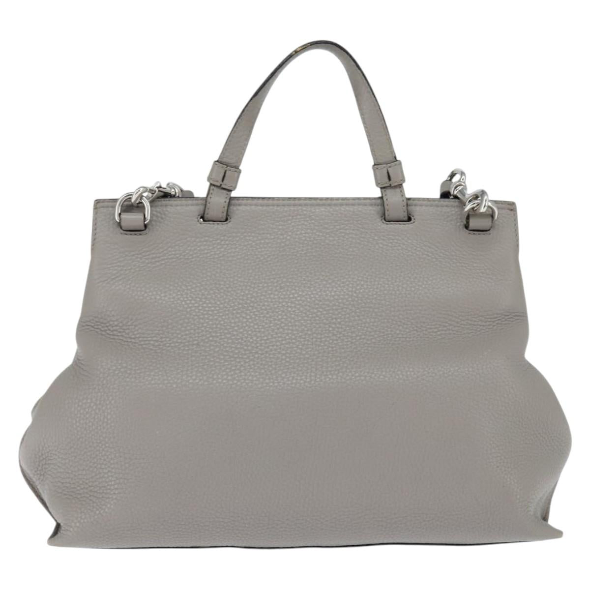 GUCCI Bamboo Hand Bag Leather 2way Gray Silver 392013 Auth BA7471