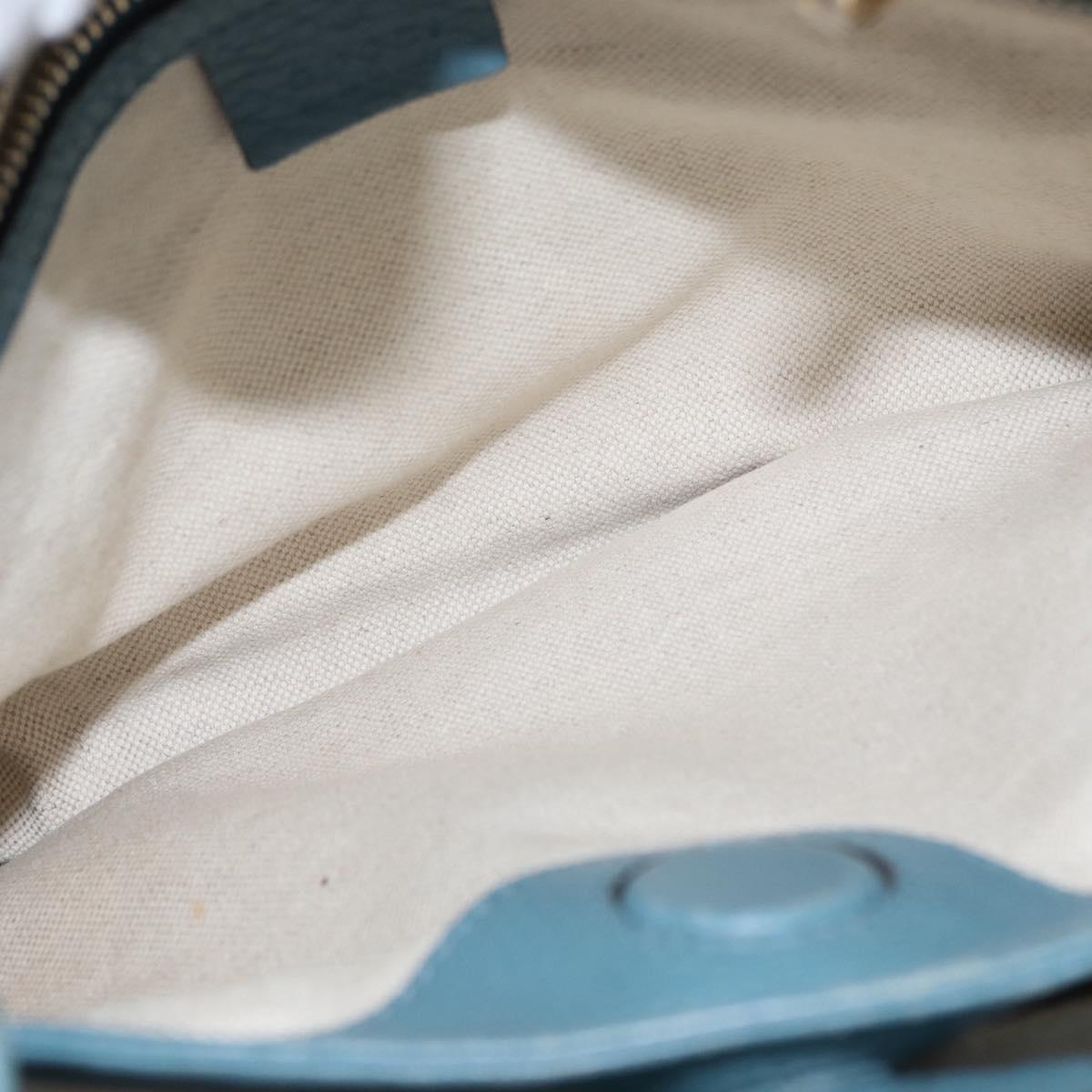 GUCCI Bamboo Hand Bag Leather 2way Blue Silver 336032 Auth BA7472