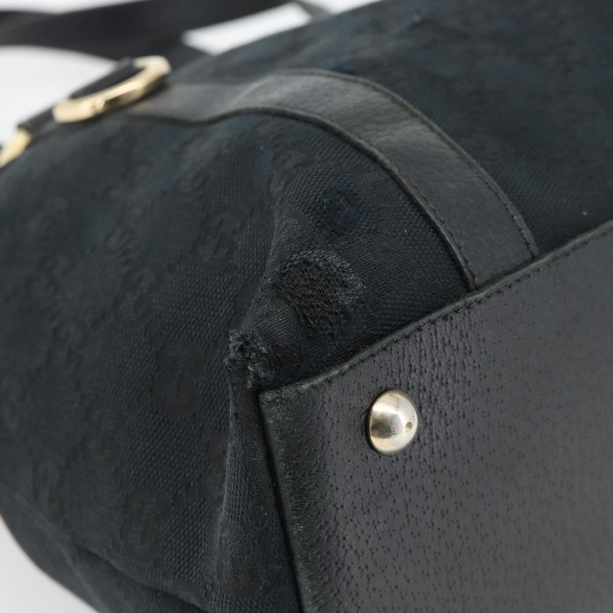 GUCCI GG Canvas Abbey Tote Bag Black Gold 141470 Auth BA7477