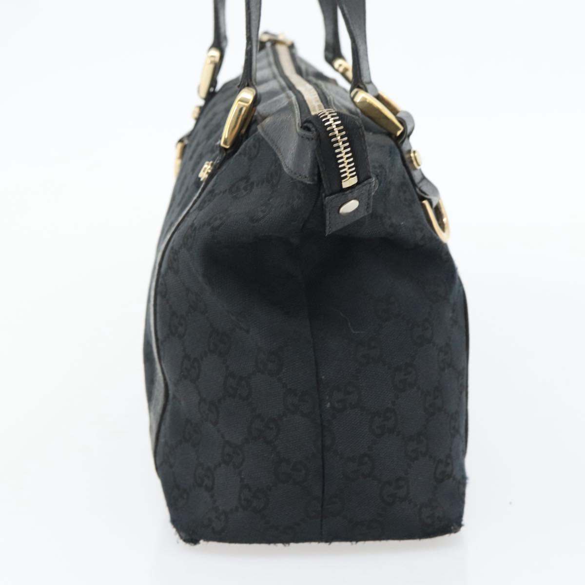 GUCCI GG Canvas Abbey Tote Bag Black Gold 141470 Auth BA7477