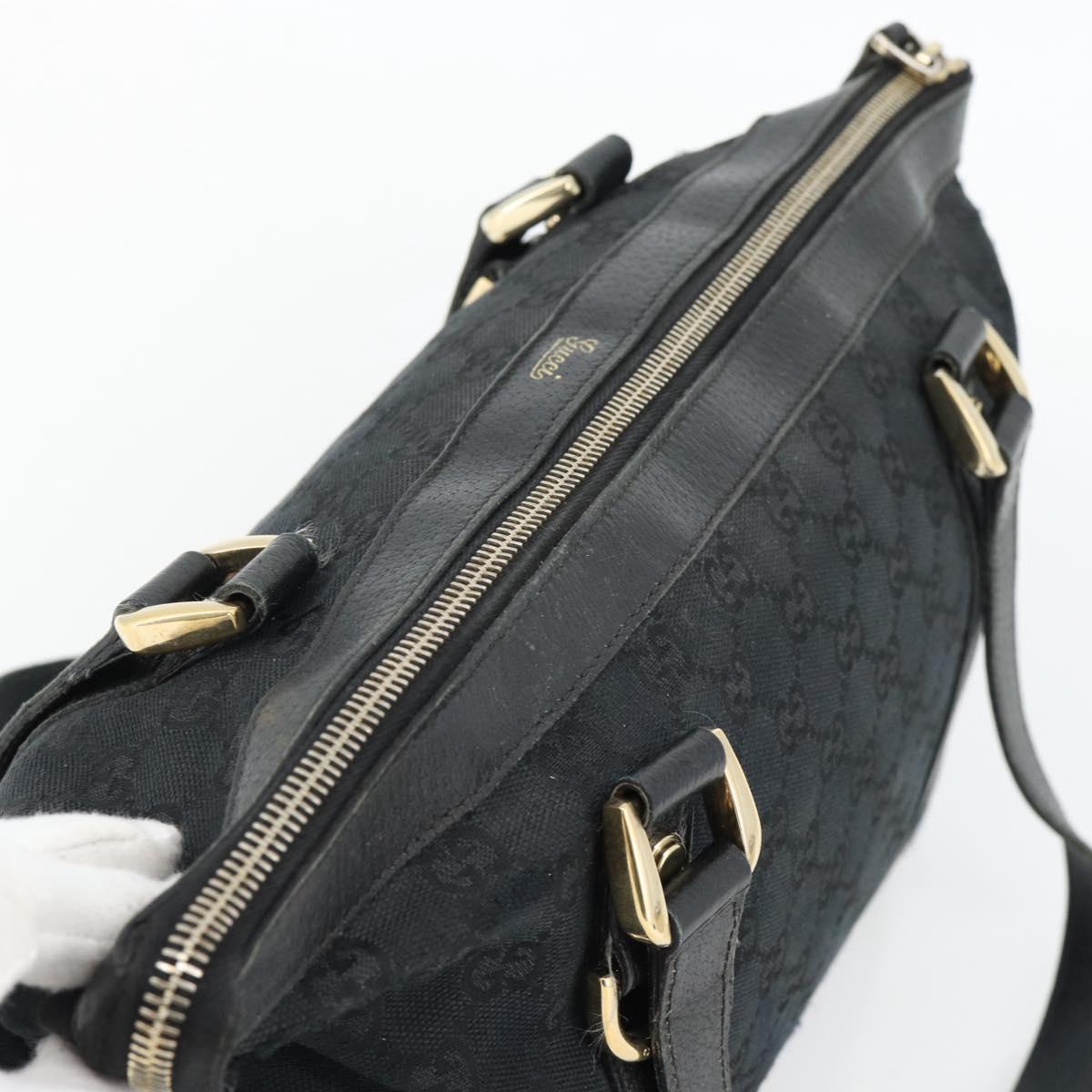 GUCCI GG Canvas Abbey Tote Bag Black Gold 141470 Auth BA7477