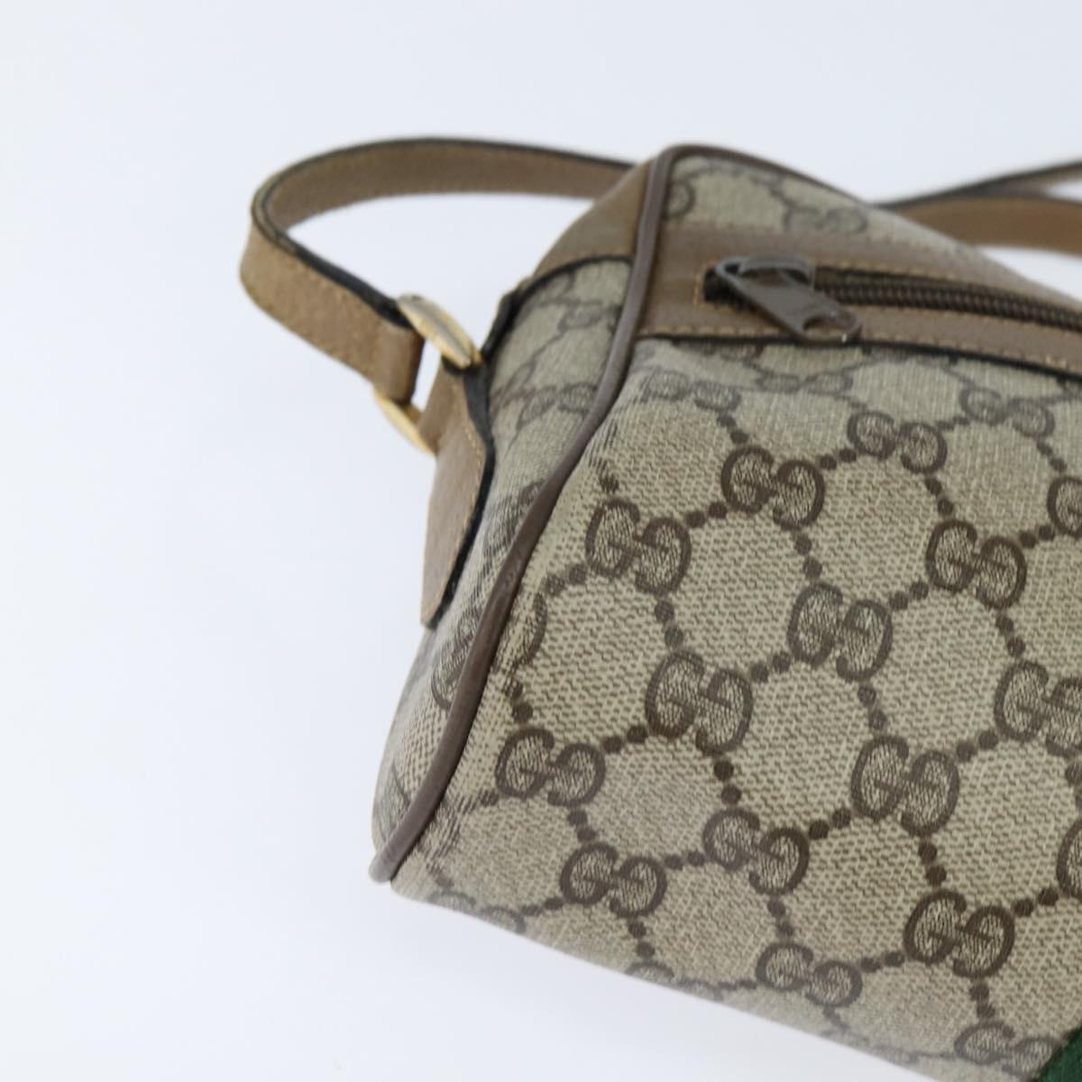 GUCCI GG Supreme Web Sherry Line Bag PVC Beige Gold 56 02 004 Auth BA7480
