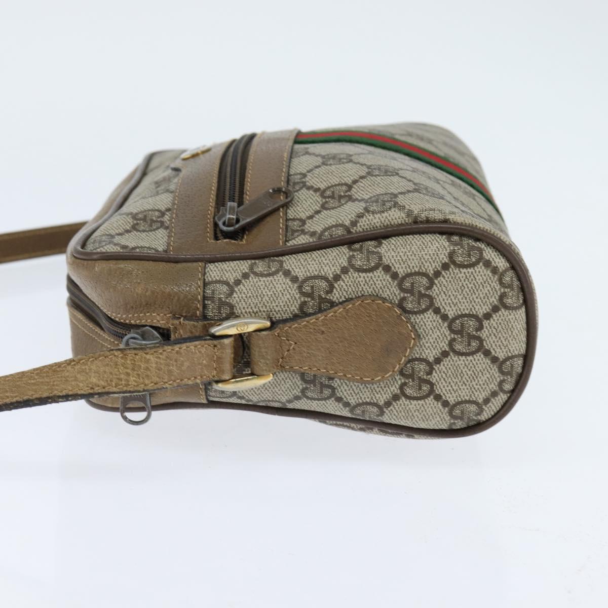 GUCCI GG Supreme Web Sherry Line Bag PVC Beige Gold 56 02 004 Auth BA7480