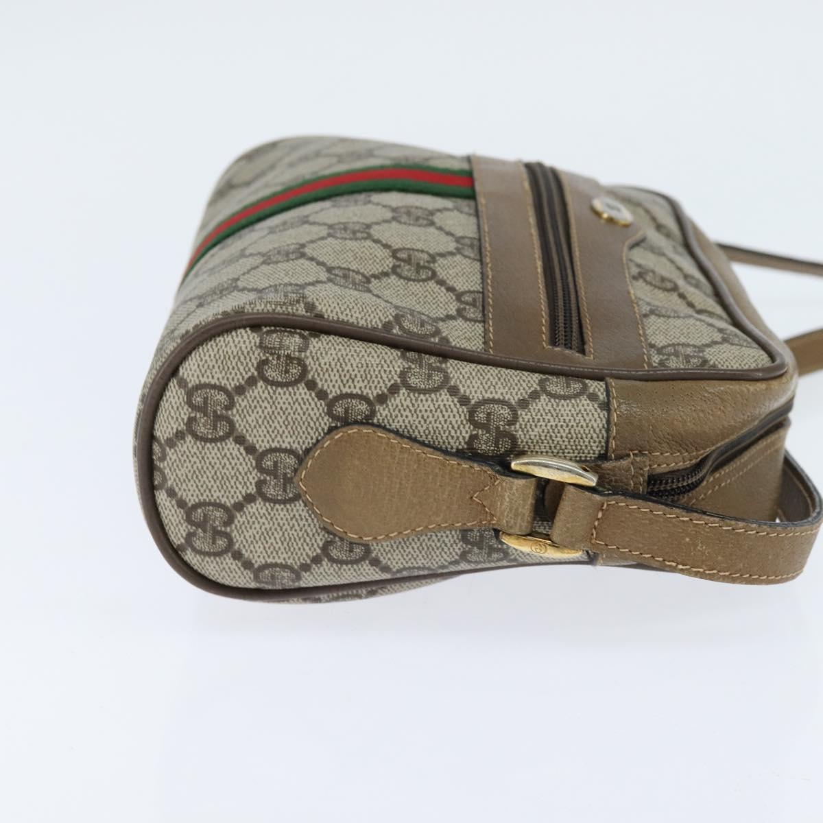 GUCCI GG Supreme Web Sherry Line Bag PVC Beige Gold 56 02 004 Auth BA7480
