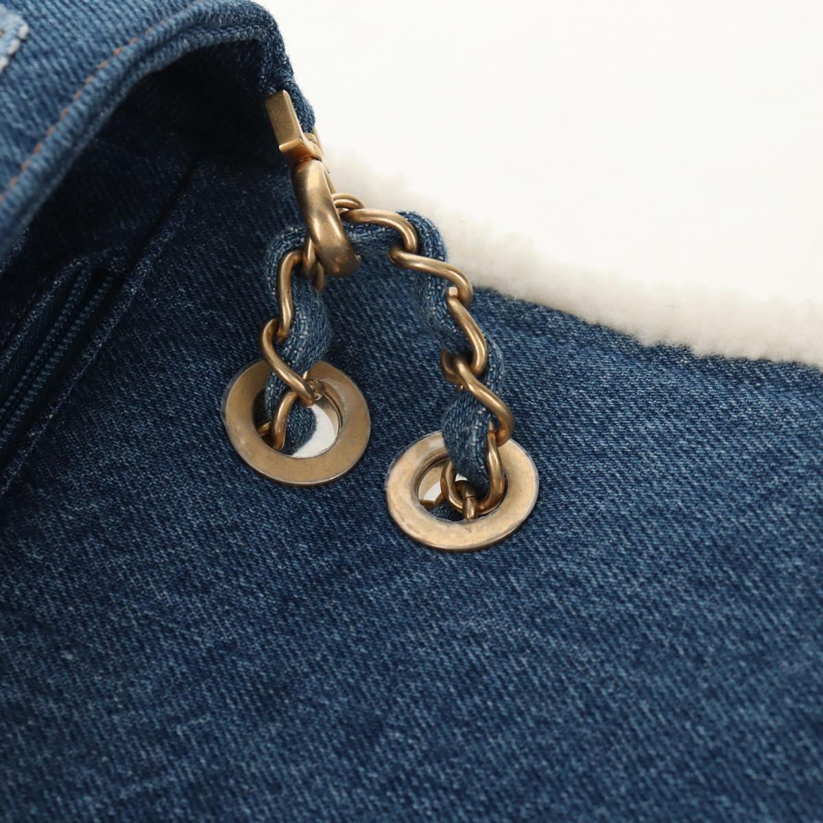 CHANEL Chain Shoulder Bag Denim Blue Gold CC Auth BA7486SM