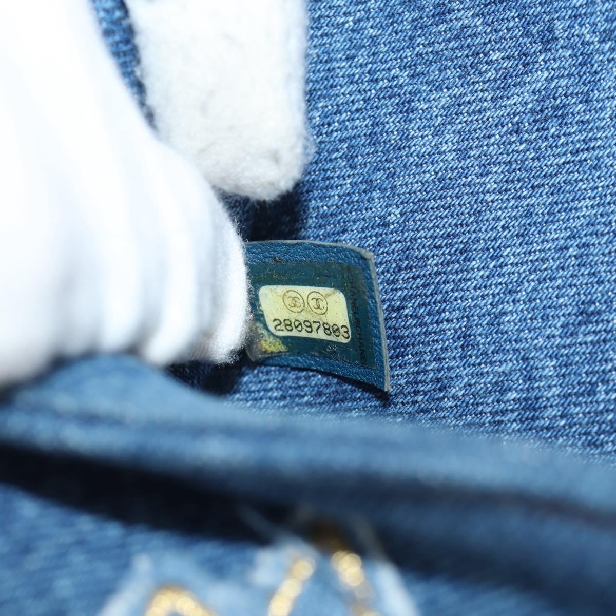 CHANEL Chain Shoulder Bag Denim Blue Gold CC Auth BA7486SM