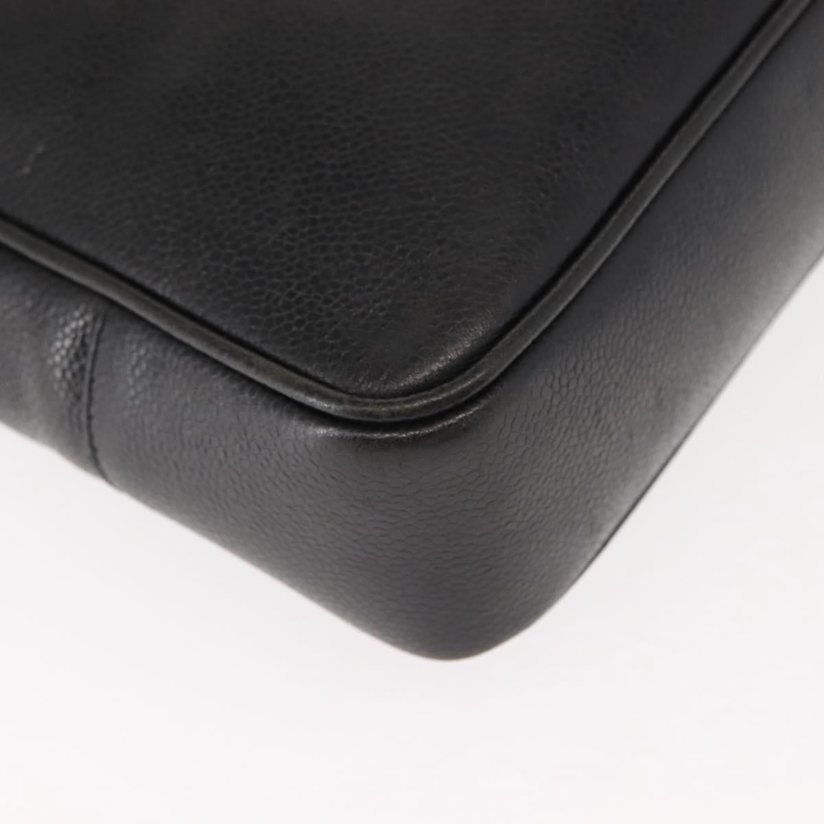 CHANEL Tote Bag Caviar Skin Black Gold CC Auth BA7490