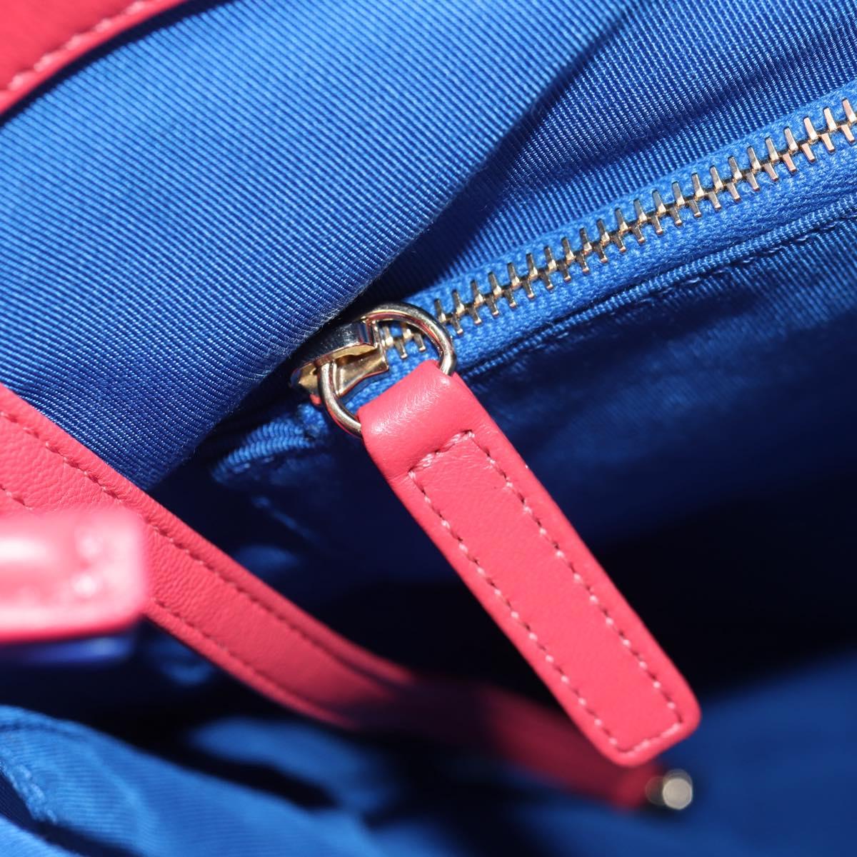 CHANEL Matelasse Hand Bag Lamb Skin 2way Blue Gold CC Auth BA7491M