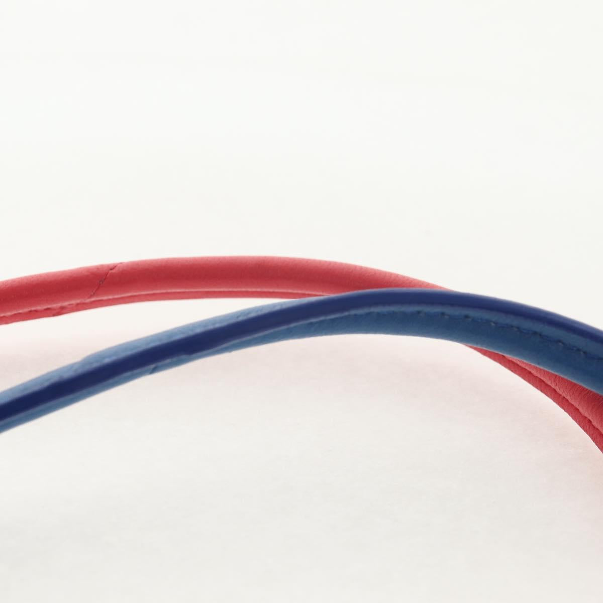 CHANEL Matelasse Hand Bag Lamb Skin 2way Blue Gold CC Auth BA7491M