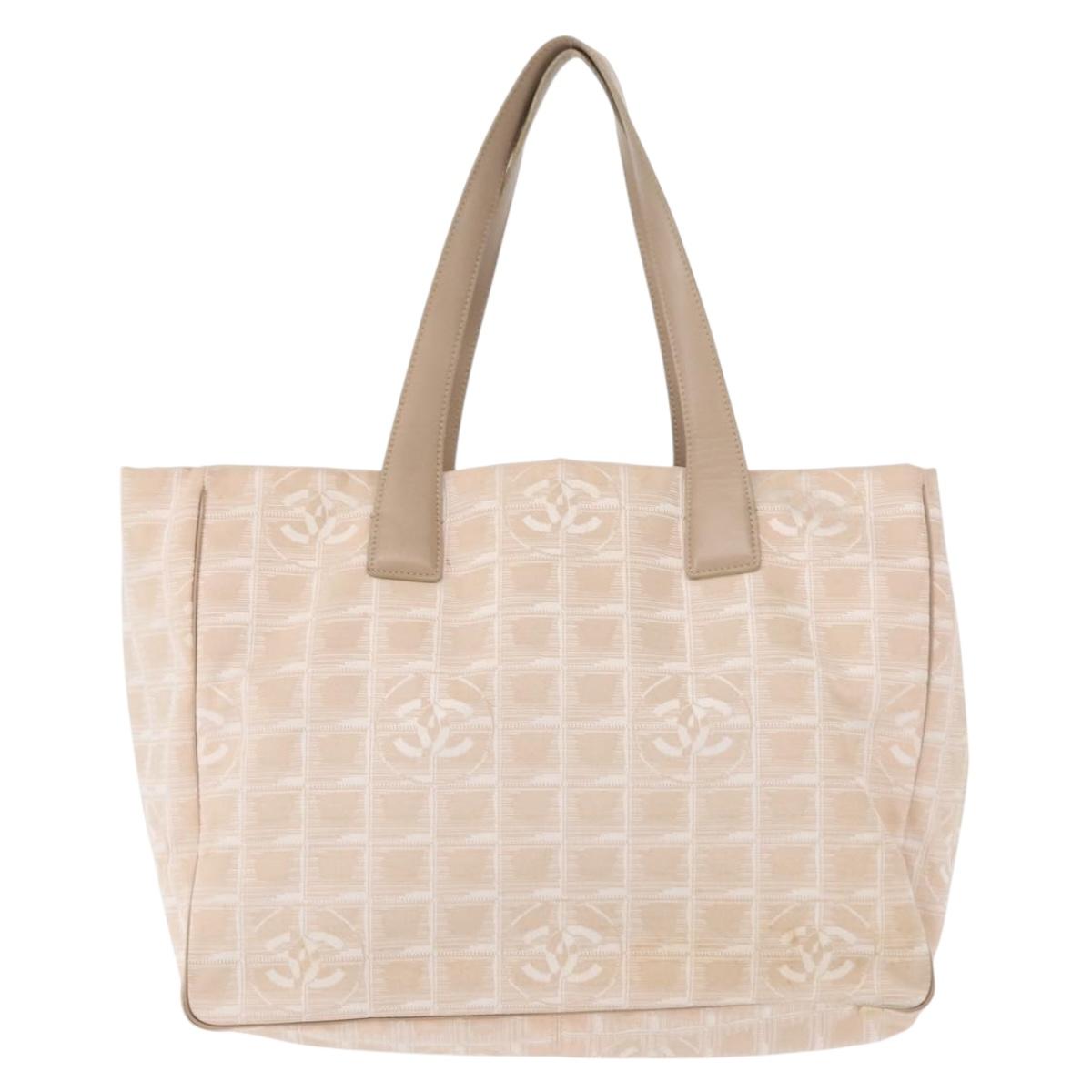CHANEL New Travel Line Tote Bag Nylon Pink gold CC Auth BA7492