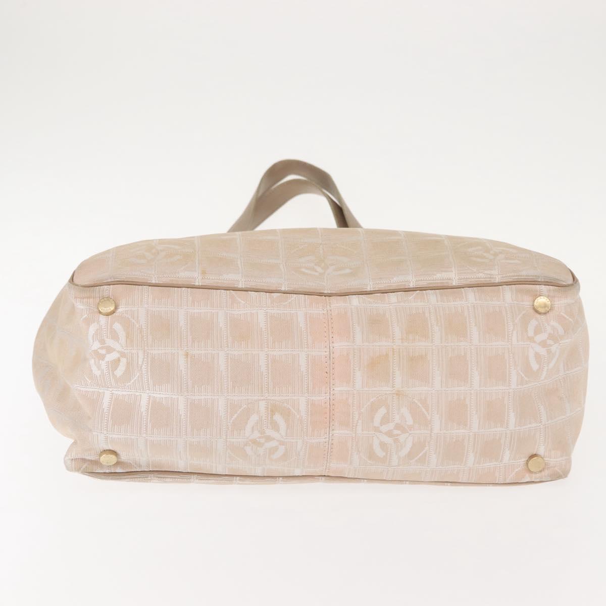 CHANEL New Travel Line Tote Bag Nylon Pink gold CC Auth BA7492