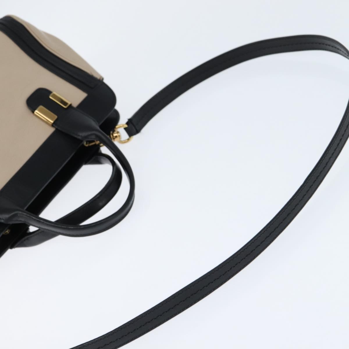 Chloe Little Alice Hand Bag Leather 2way White Gold Auth BA7495