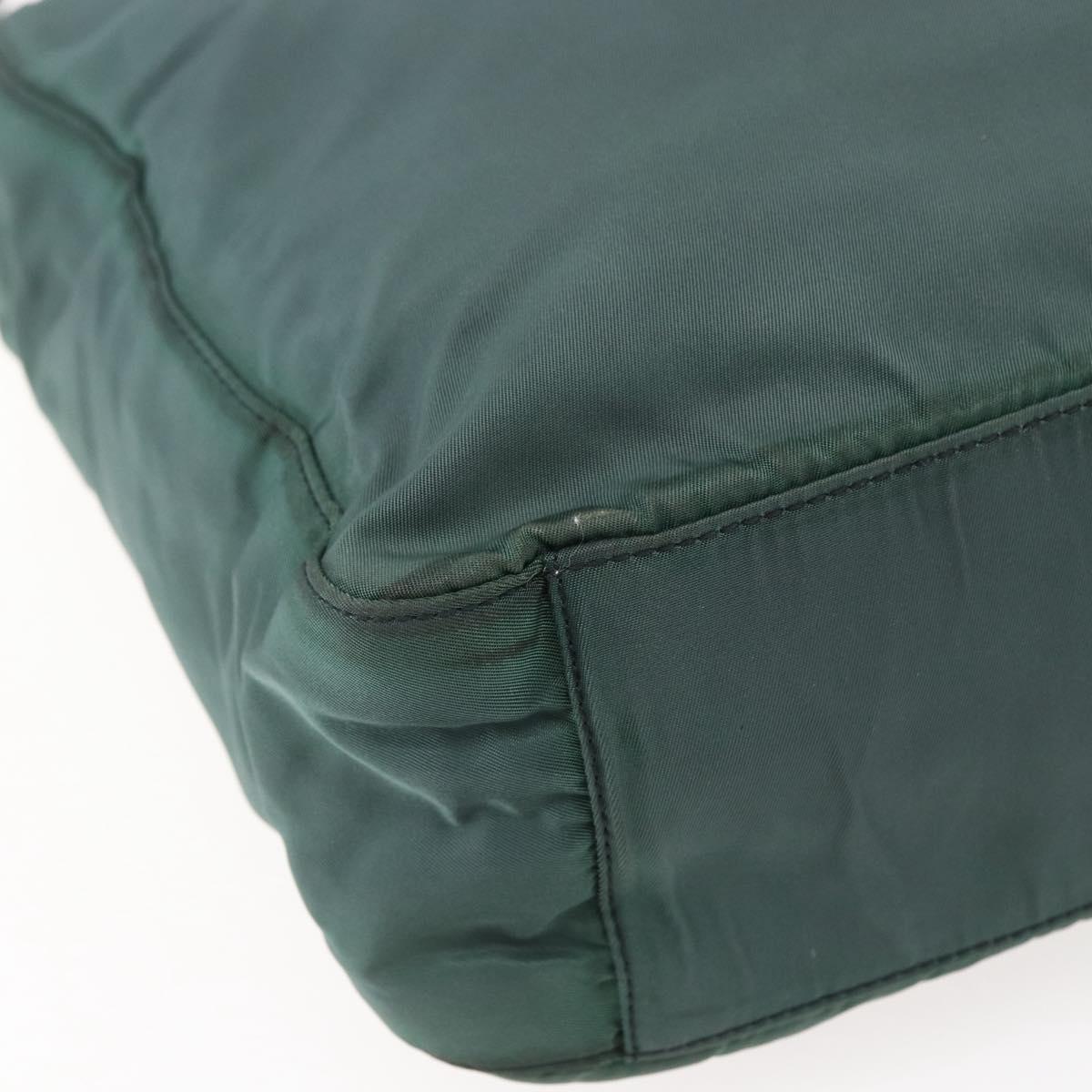 PRADA Tote Bag Nylon Green Silver Auth BA7499