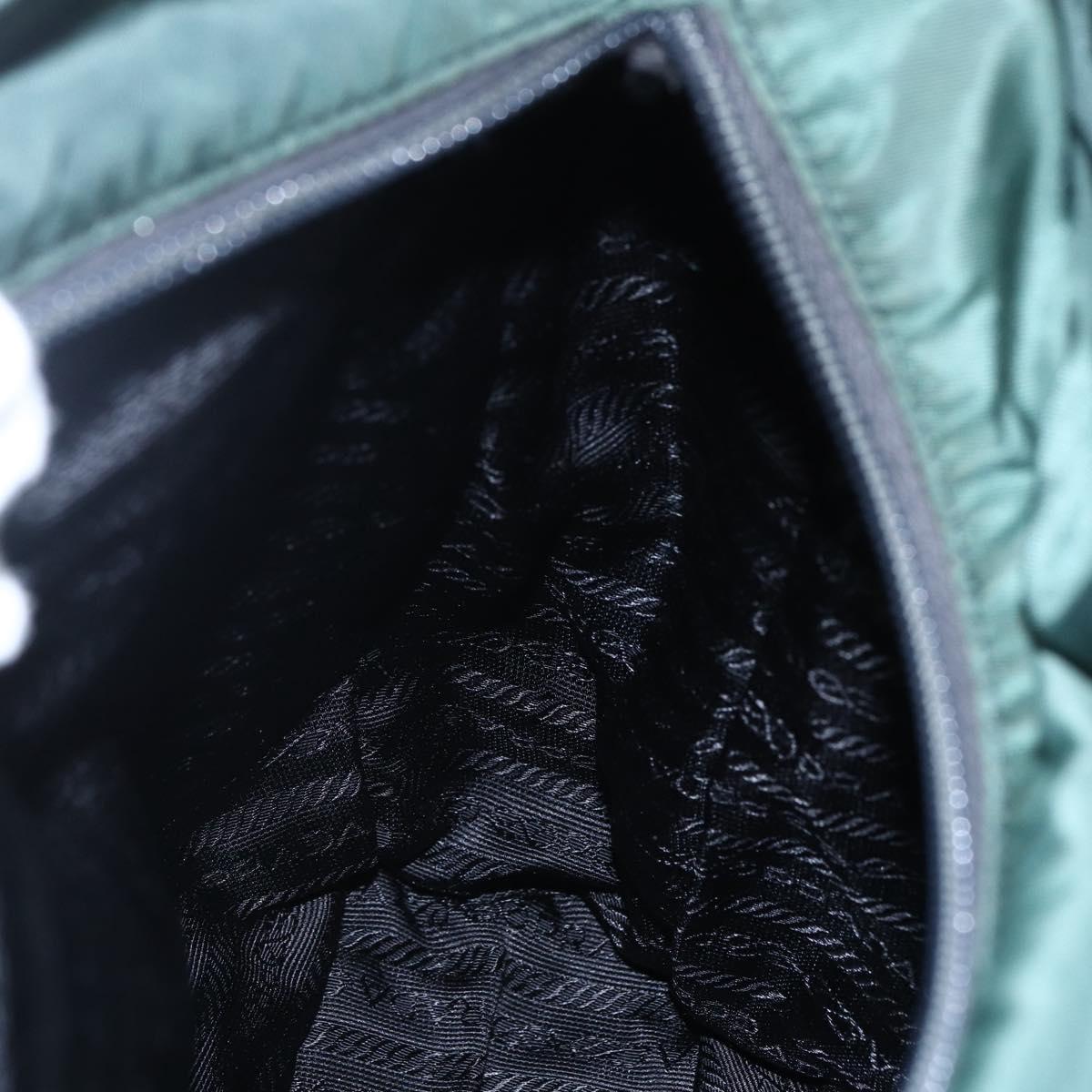 PRADA Tote Bag Nylon Green Silver Auth BA7499